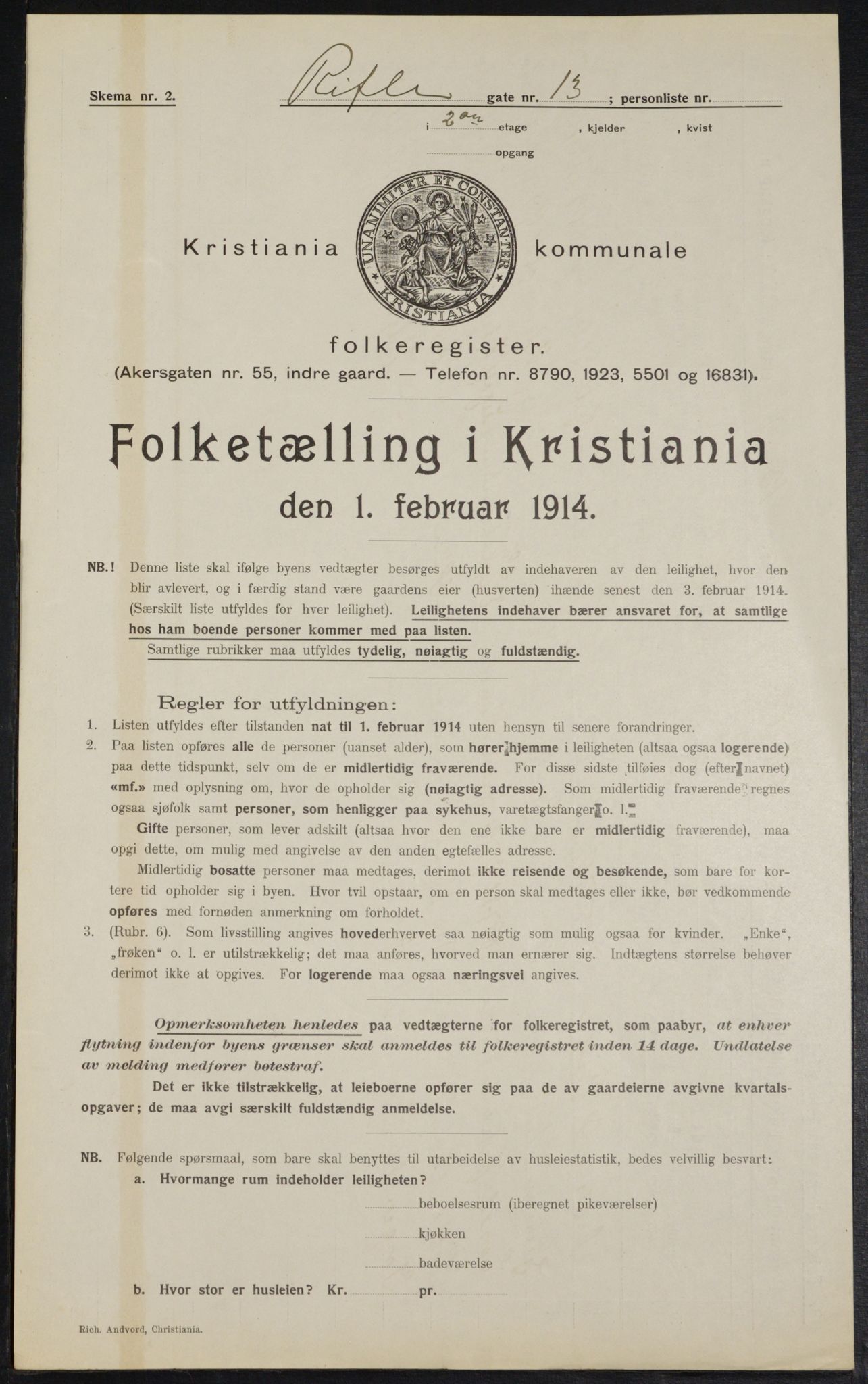 OBA, Municipal Census 1914 for Kristiania, 1914, p. 83087