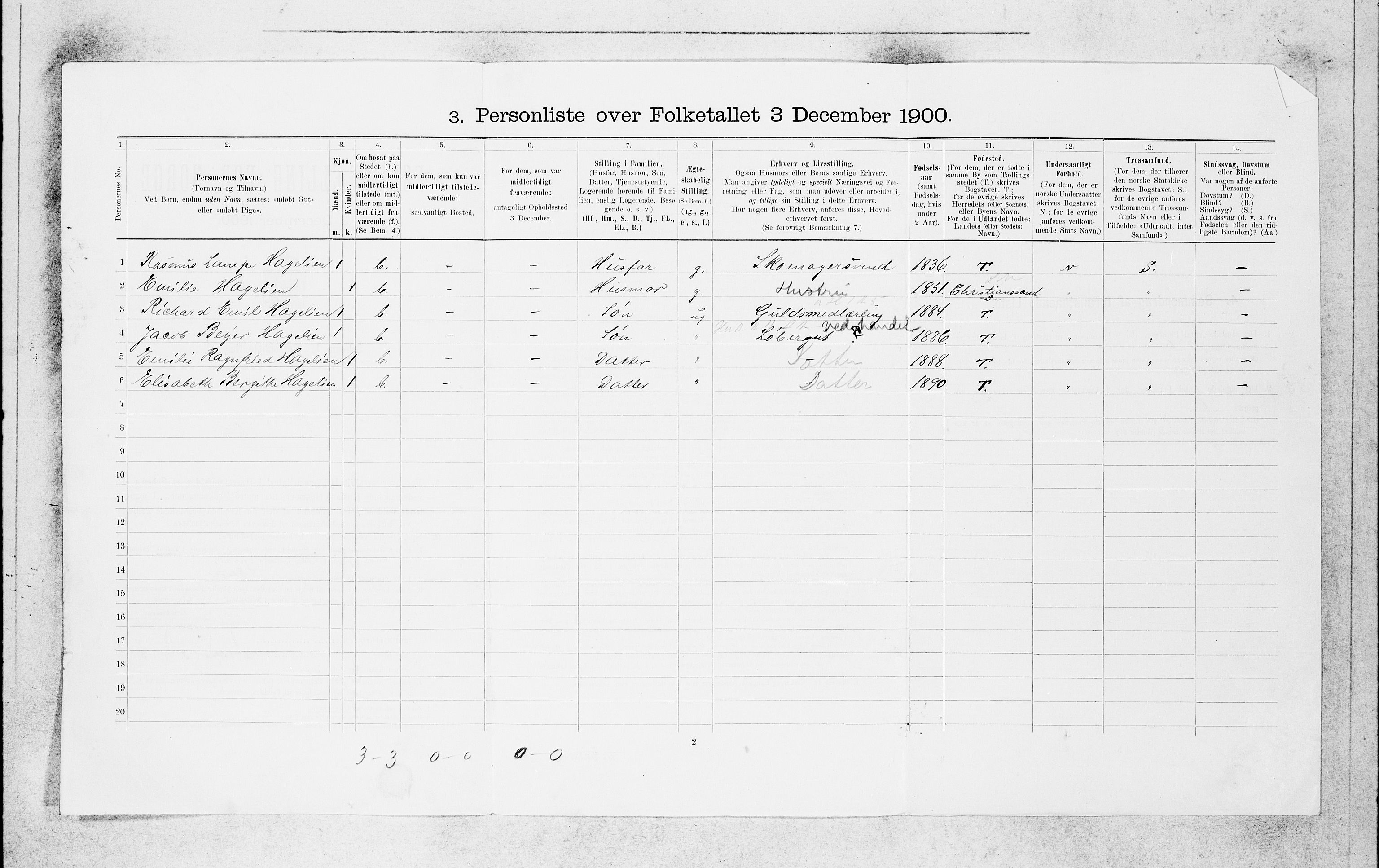 SAB, 1900 census for Bergen, 1900, p. 8693