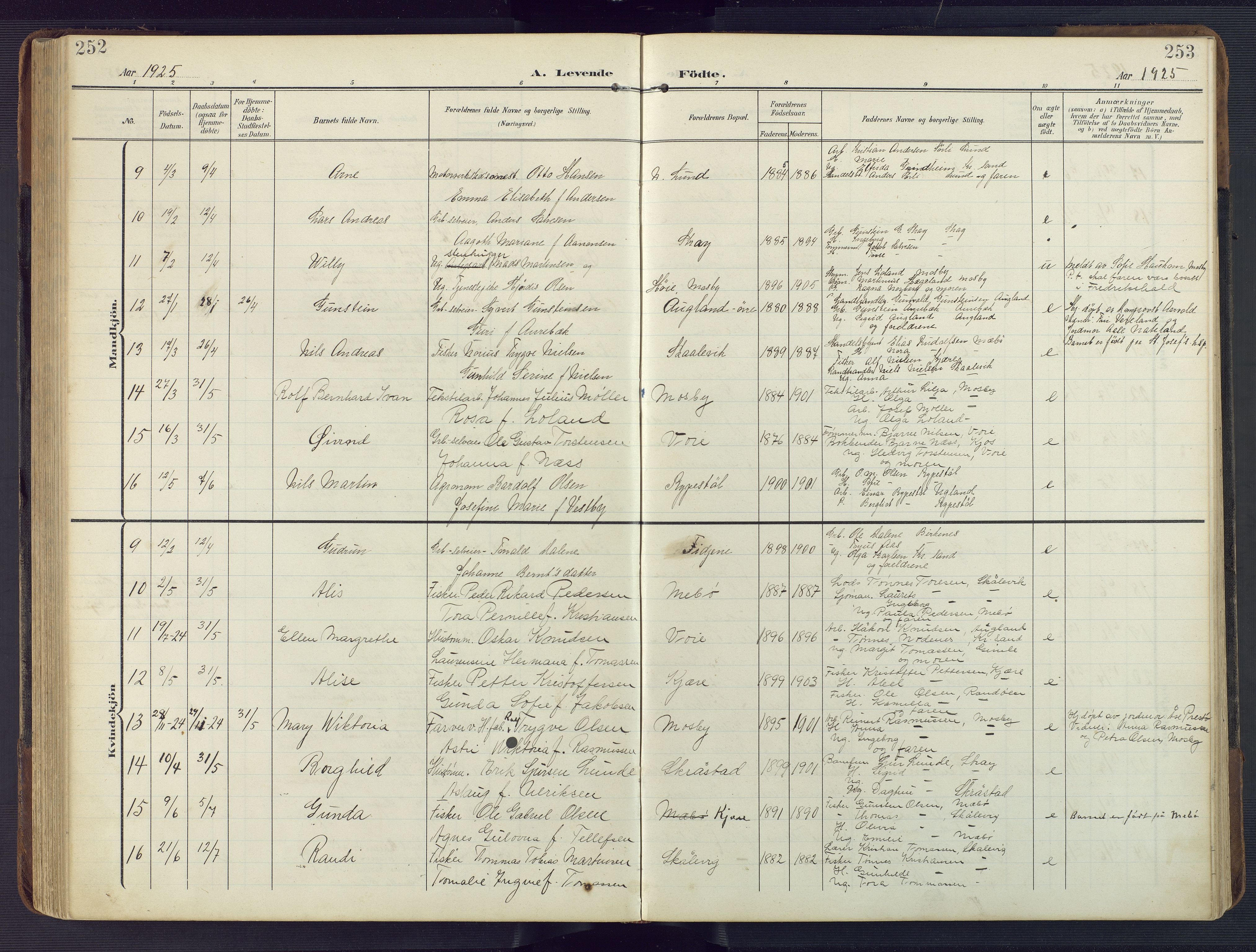 Oddernes sokneprestkontor, SAK/1111-0033/F/Fb/Fba/L0010: Parish register (copy) no. B 10, 1907-1941, p. 252-253