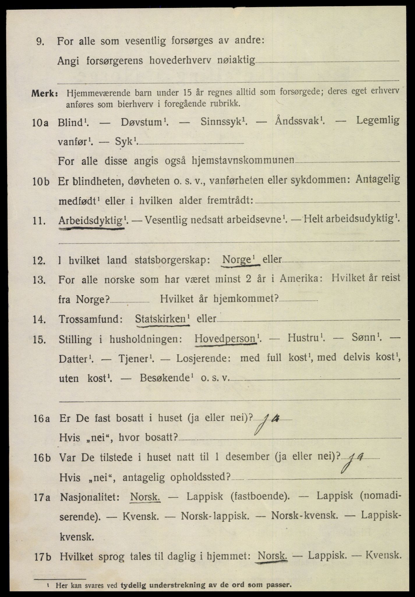 SAT, 1920 census for Leksvik, 1920, p. 6869