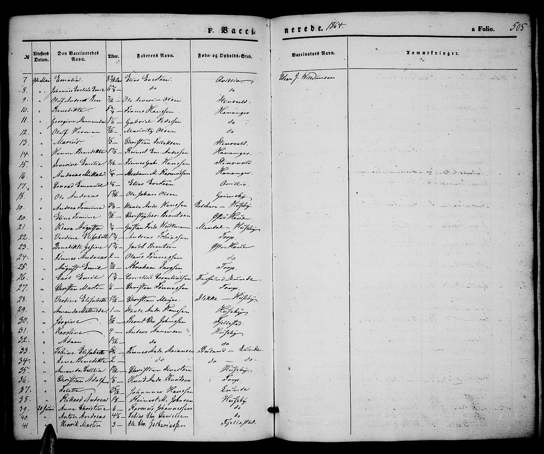 Lista sokneprestkontor, AV/SAK-1111-0027/F/Fb/L0003: Parish register (copy) no. B 3, 1862-1877, p. 505