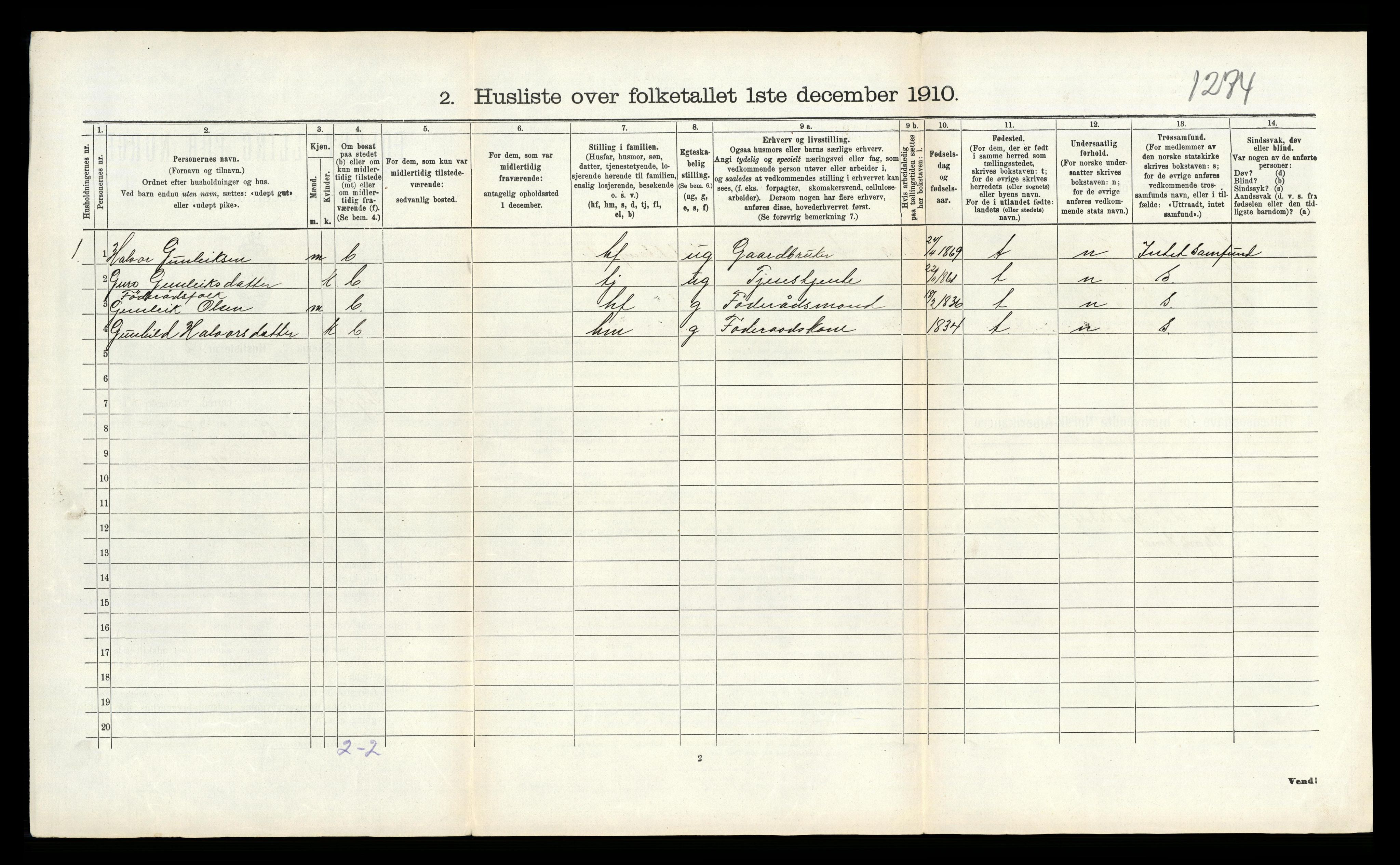 RA, 1910 census for Seljord, 1910, p. 356