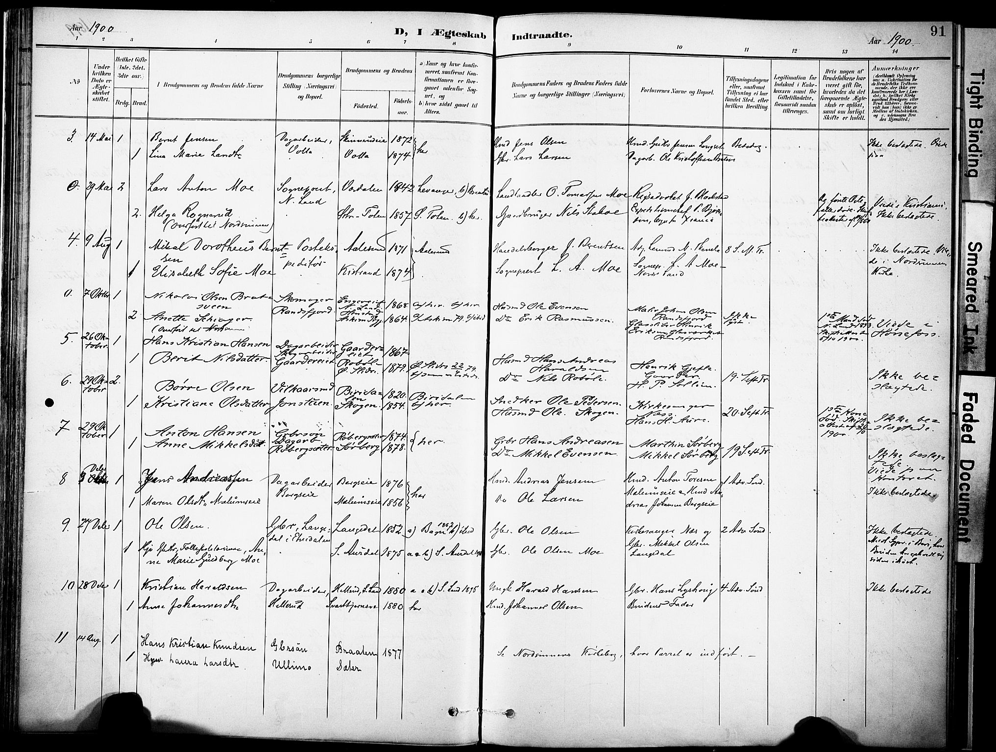 Nordre Land prestekontor, AV/SAH-PREST-124/H/Ha/Haa/L0006: Parish register (official) no. 6, 1897-1914, p. 91a