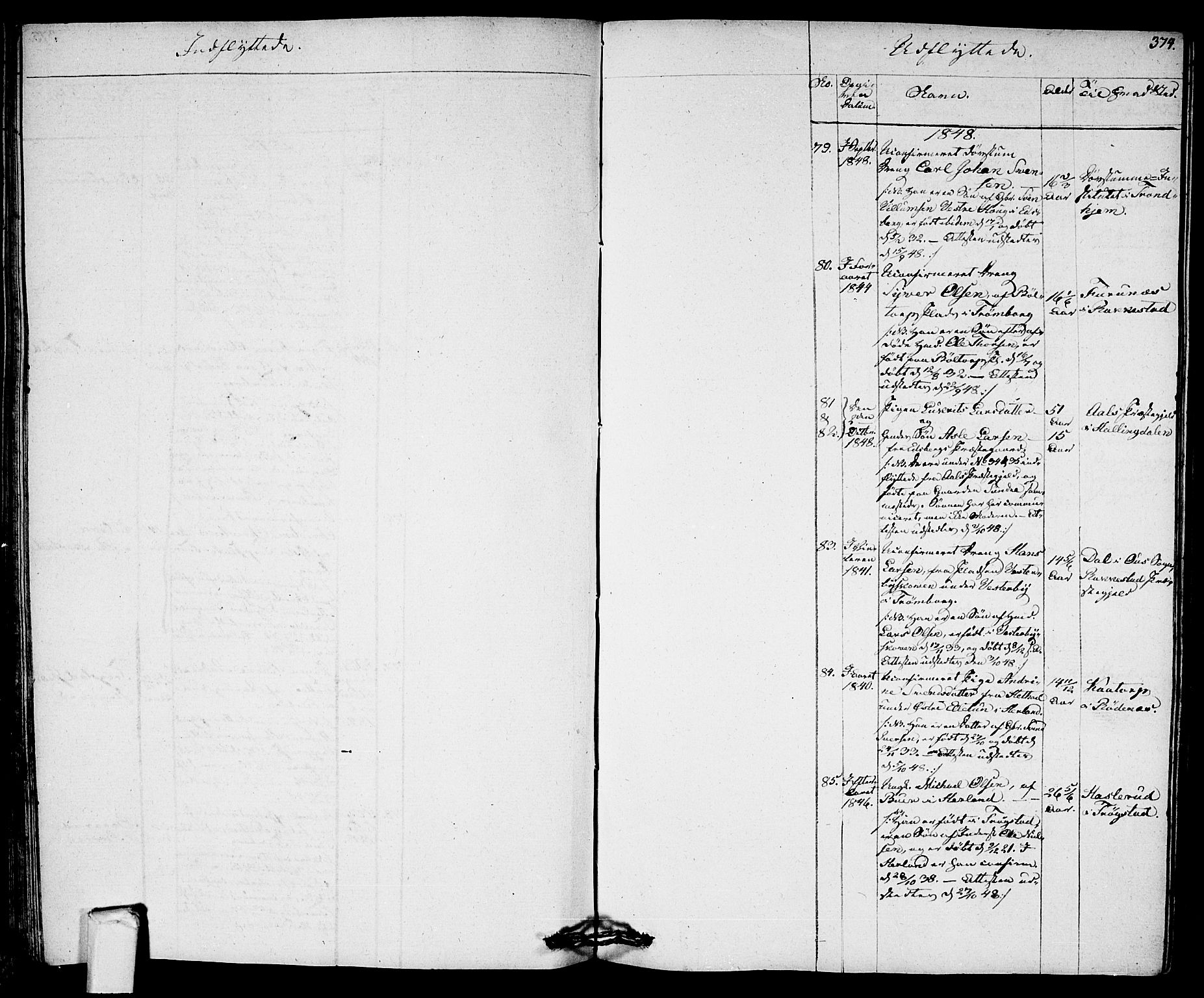 Eidsberg prestekontor Kirkebøker, AV/SAO-A-10905/F/Fa/L0008: Parish register (official) no. I 8, 1832-1848, p. 374