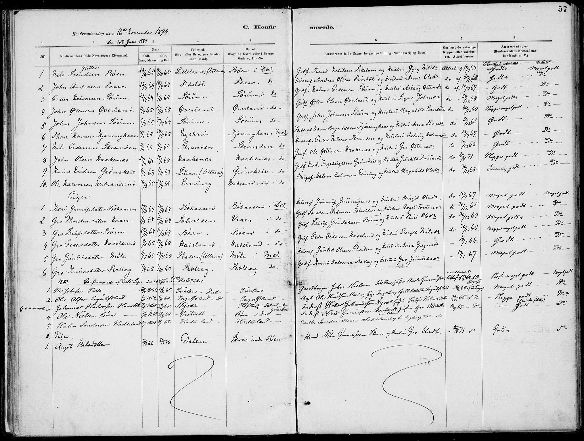 Rjukan kirkebøker, SAKO/A-294/F/Fa/L0001: Parish register (official) no. 1, 1878-1912, p. 57