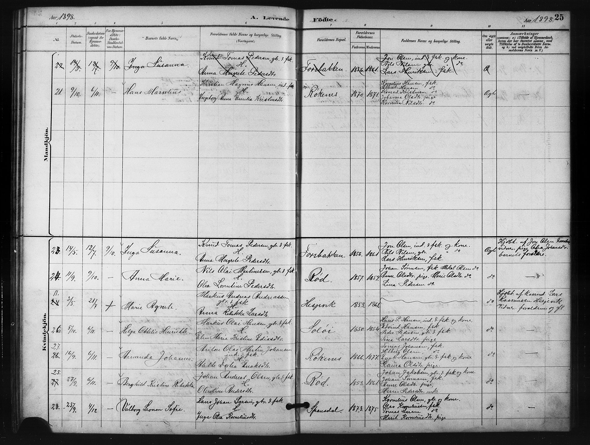 Salangen sokneprestembete, SATØ/S-1324/H/Ha/L0001klokker: Parish register (copy) no. 1, 1893-1910, p. 25