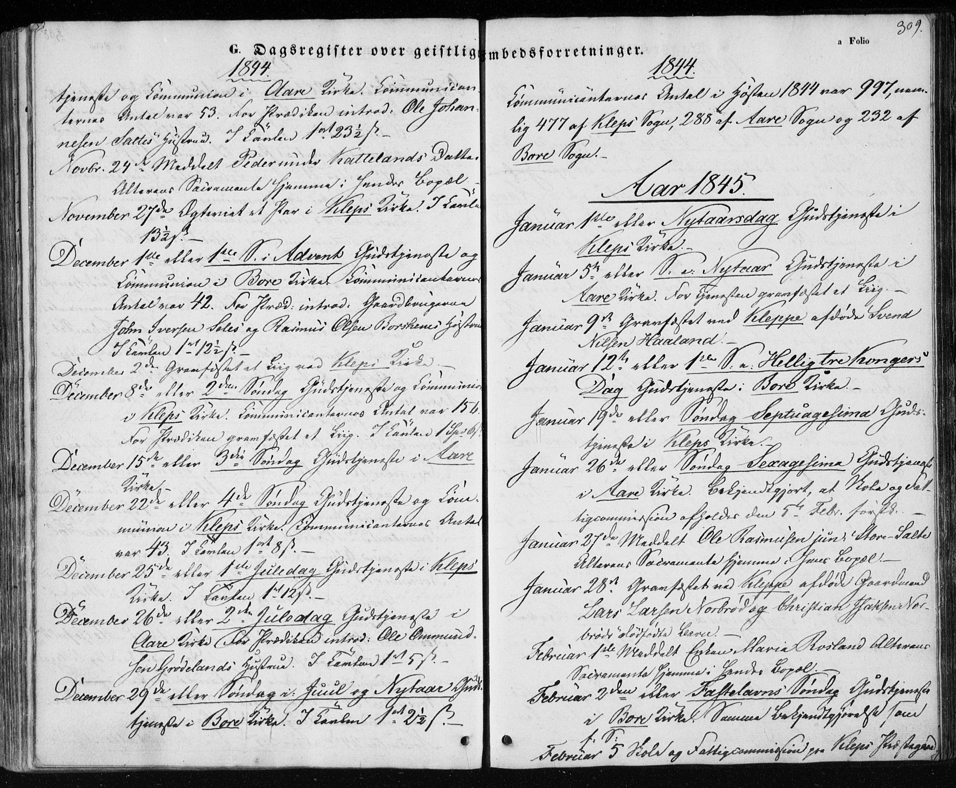 Klepp sokneprestkontor, SAST/A-101803/001/3/30BA/L0004: Parish register (official) no. A 4, 1842-1852, p. 309