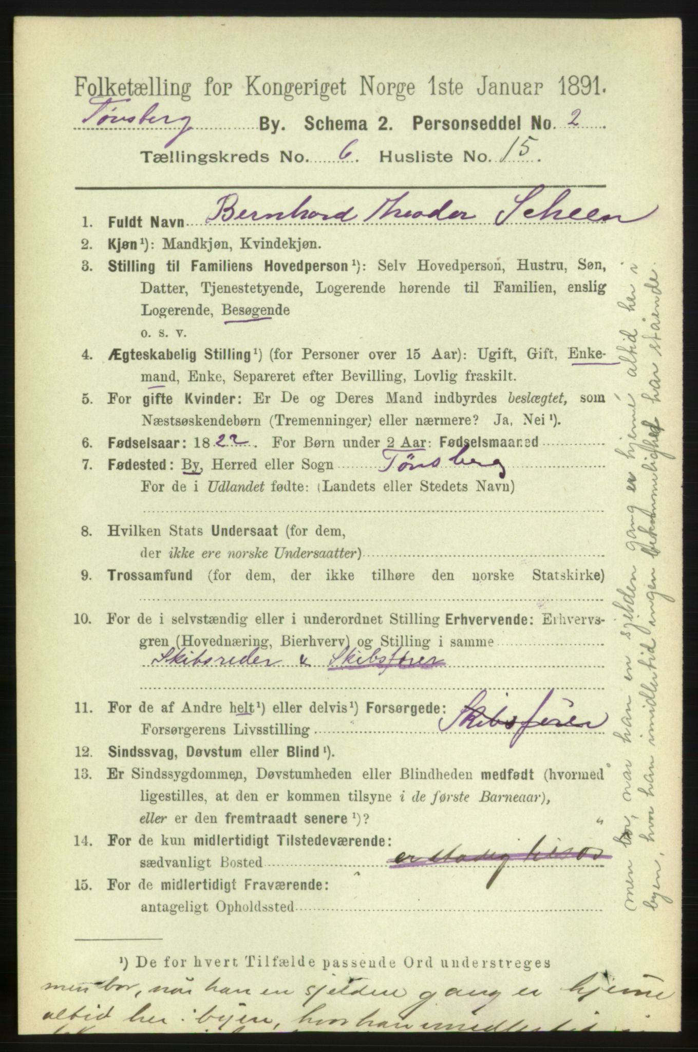 RA, 1891 census for 0705 Tønsberg, 1891, p. 2699