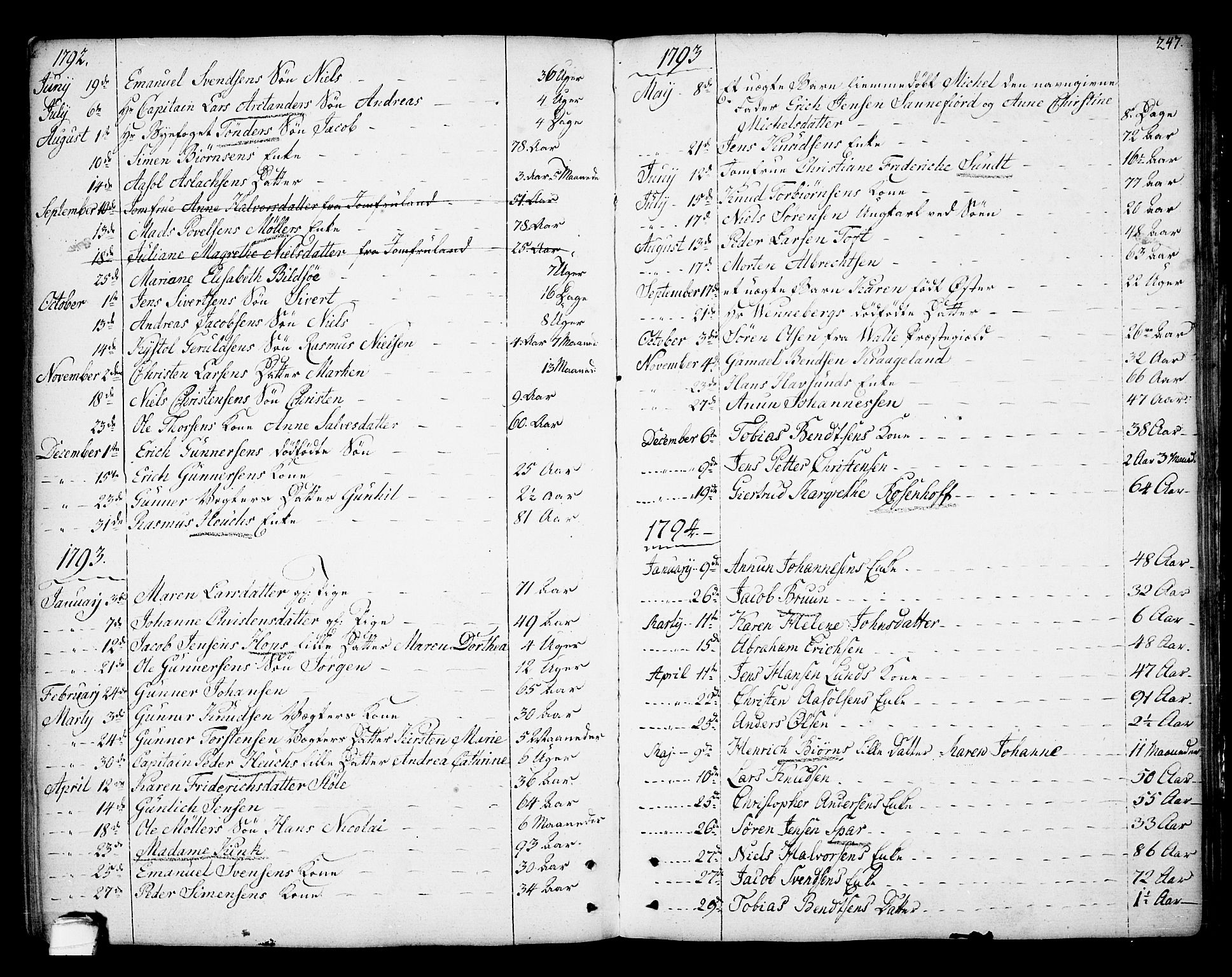 Kragerø kirkebøker, AV/SAKO-A-278/F/Fa/L0002: Parish register (official) no. 2, 1767-1802, p. 247