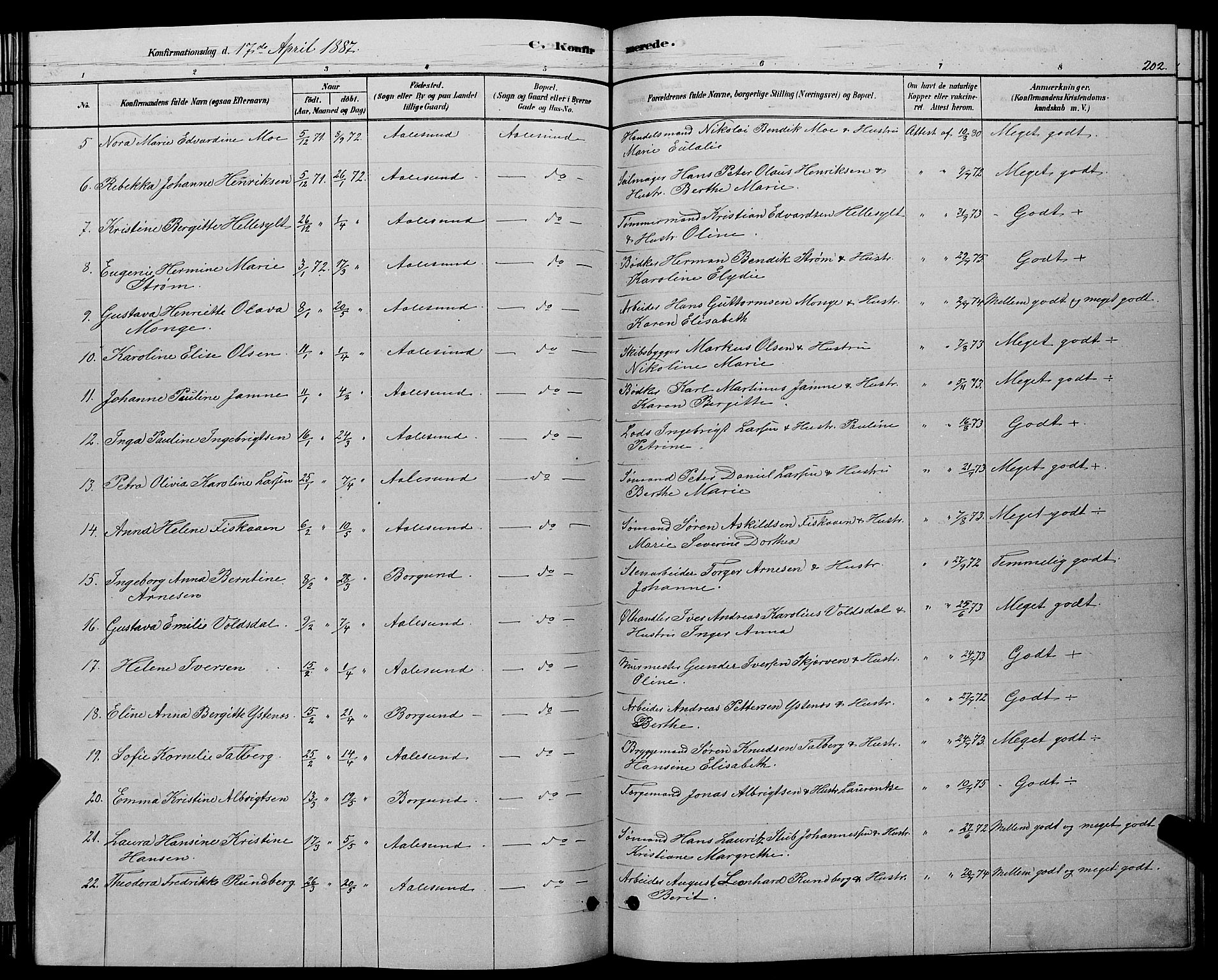 Ministerialprotokoller, klokkerbøker og fødselsregistre - Møre og Romsdal, AV/SAT-A-1454/529/L0466: Parish register (copy) no. 529C03, 1878-1888, p. 202