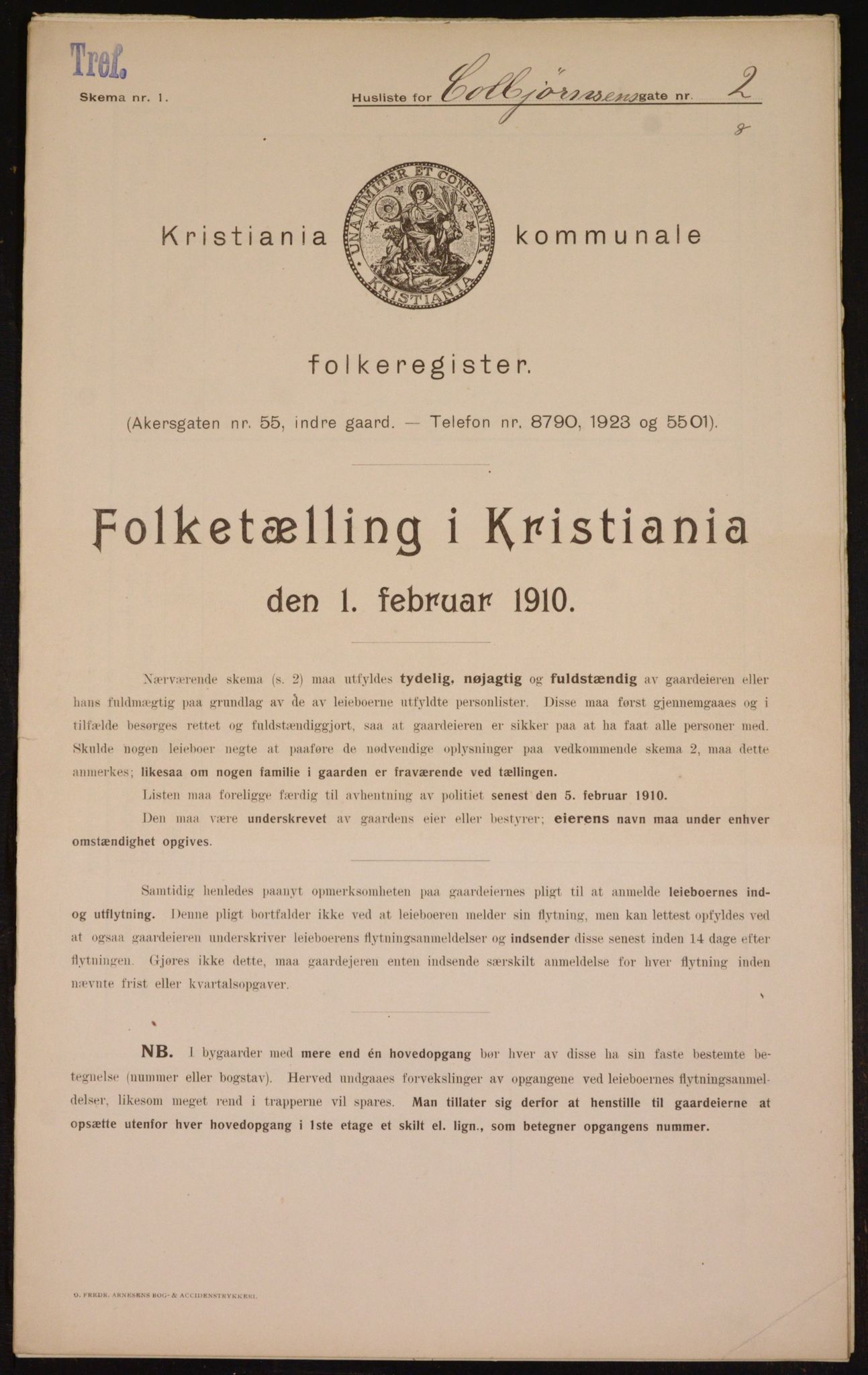 OBA, Municipal Census 1910 for Kristiania, 1910, p. 12354