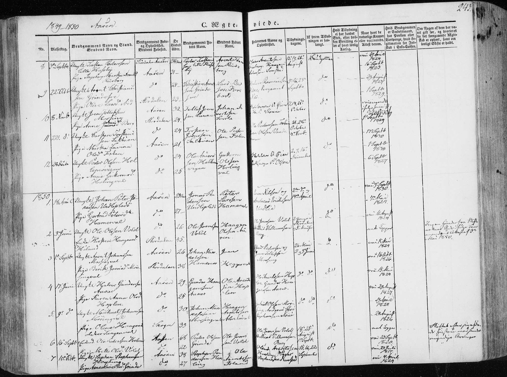 Ministerialprotokoller, klokkerbøker og fødselsregistre - Nord-Trøndelag, SAT/A-1458/713/L0115: Parish register (official) no. 713A06, 1838-1851, p. 243