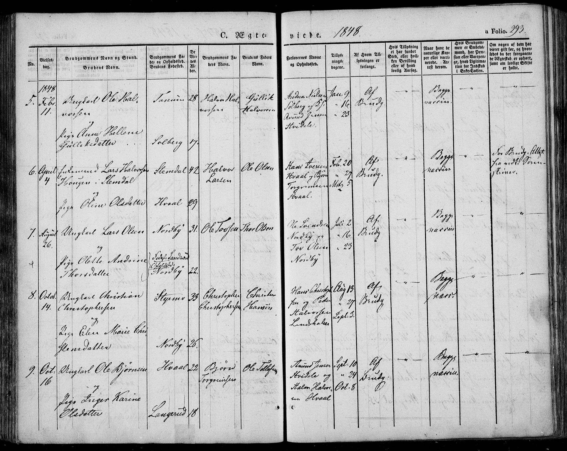 Lardal kirkebøker, SAKO/A-350/F/Fa/L0006: Parish register (official) no. I 6, 1835-1860, p. 293