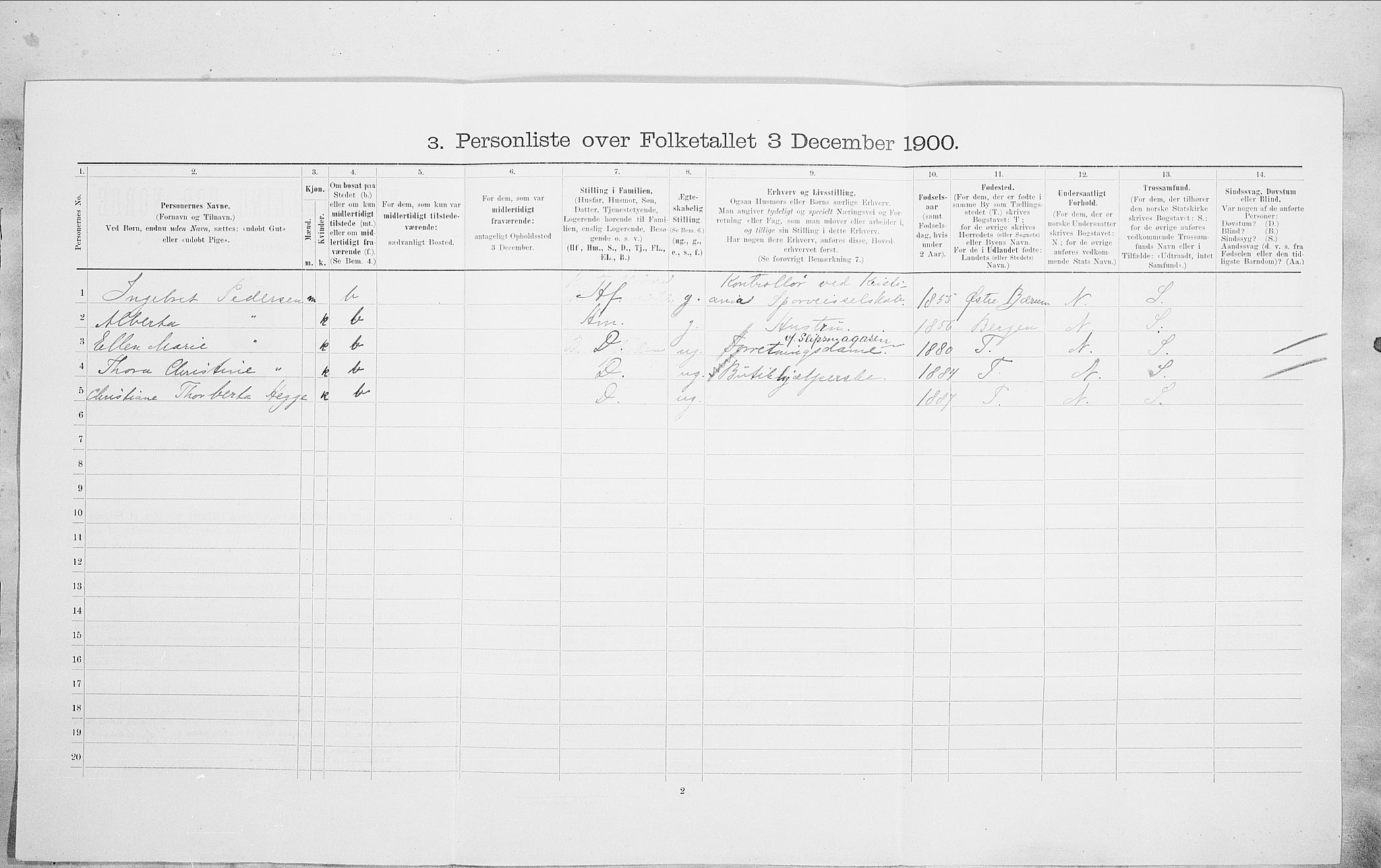 SAO, 1900 census for Kristiania, 1900, p. 91115