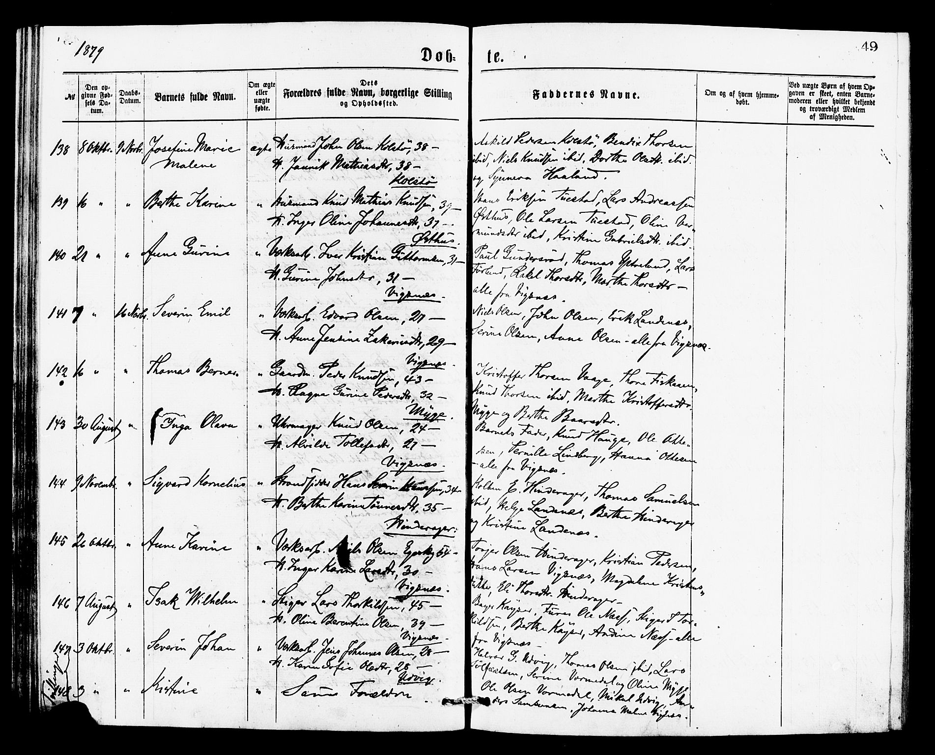 Avaldsnes sokneprestkontor, AV/SAST-A -101851/H/Ha/Haa/L0013: Parish register (official) no. A 13, 1876-1879, p. 49