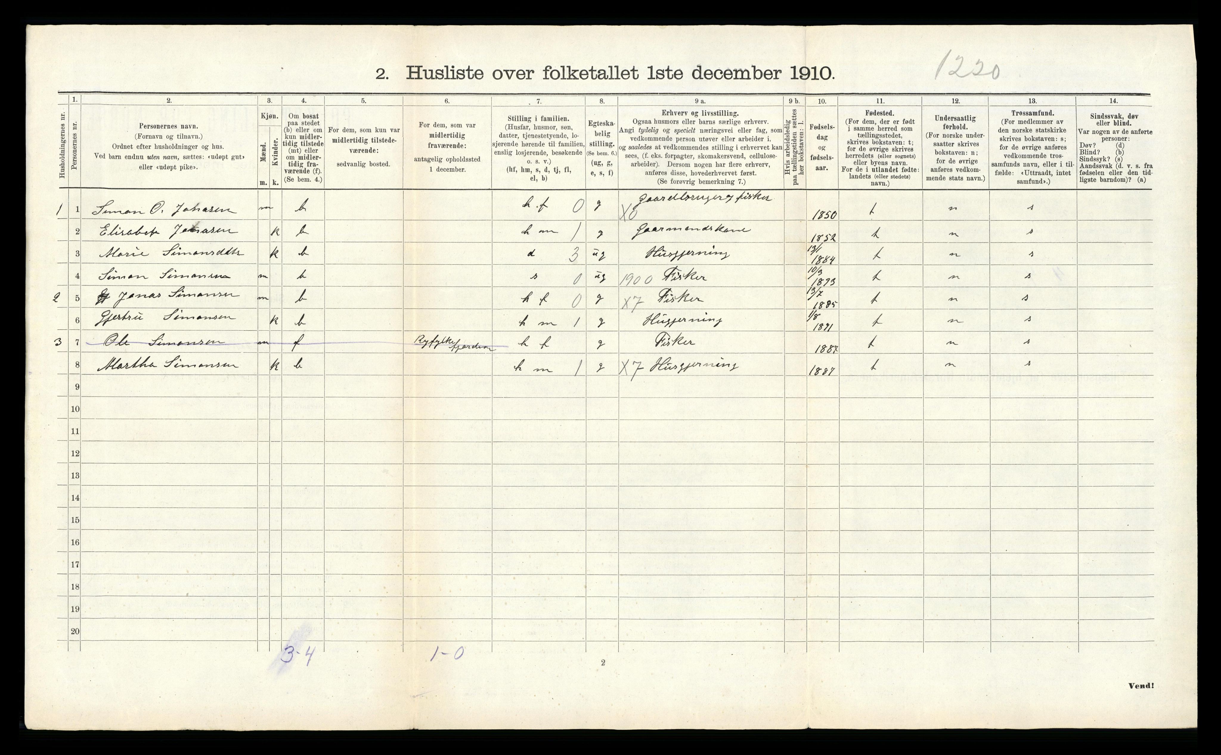 RA, 1910 census for Åkra, 1910, p. 503