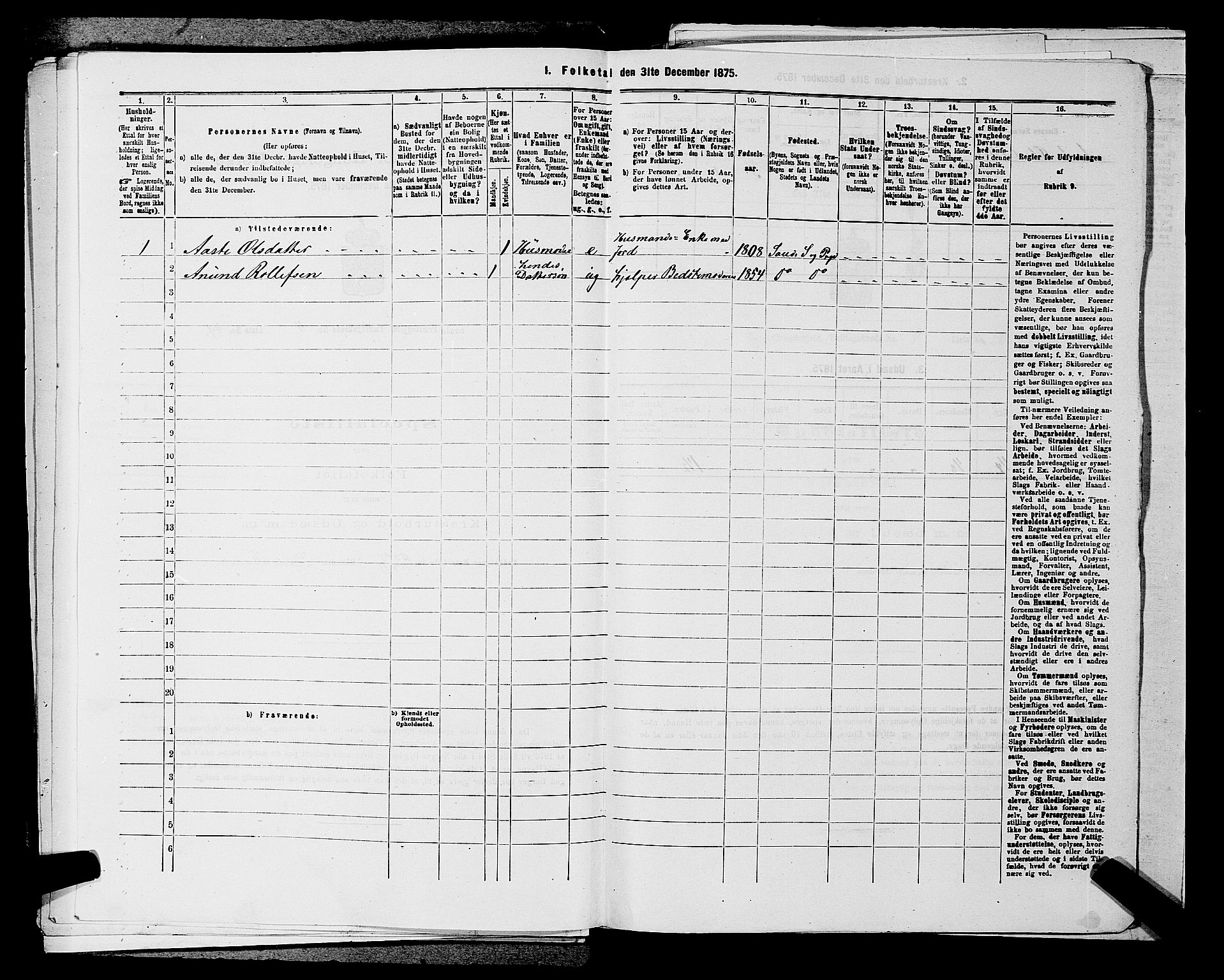 SAKO, 1875 census for 0822P Sauherad, 1875, p. 535