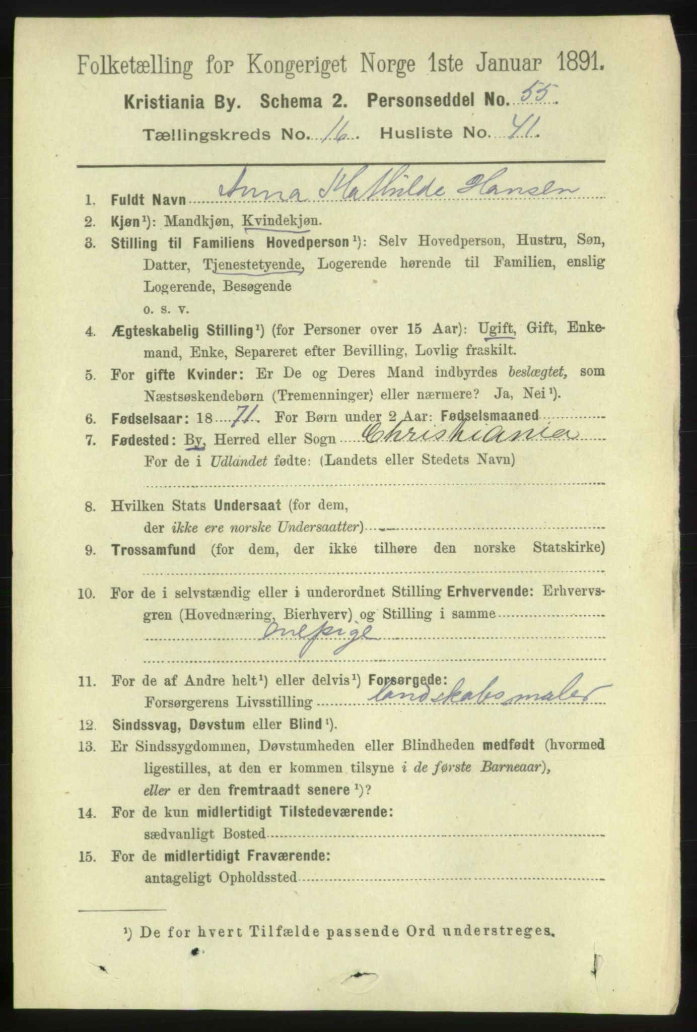 RA, 1891 census for 0301 Kristiania, 1891, p. 8043