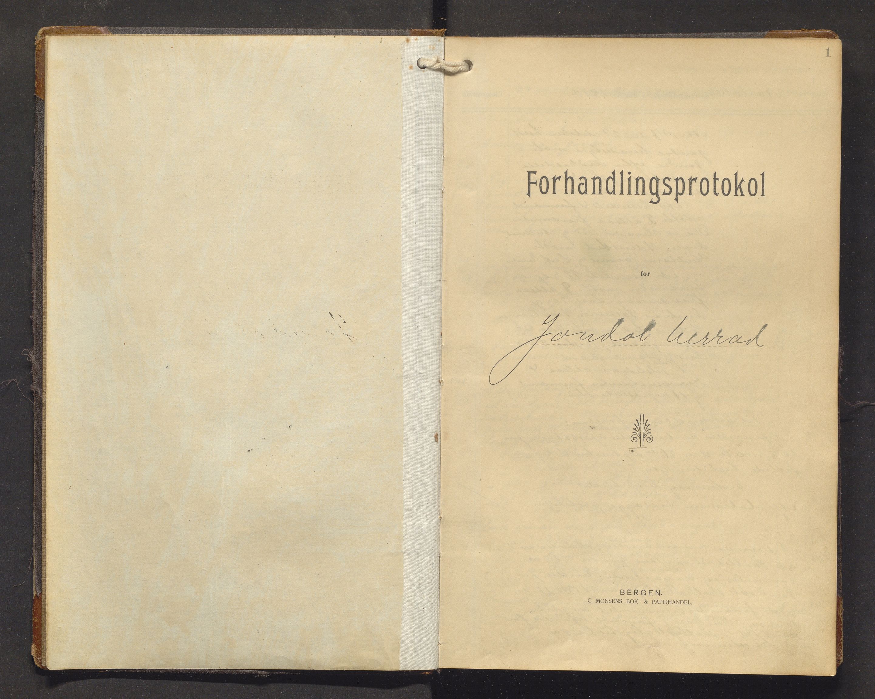 Jondal kommune. Formannskapet, IKAH/1227-021/A/Aa/Aaa/L0006: Møtebok for formannskap og kommunestyre, 1917-1921, p. 1