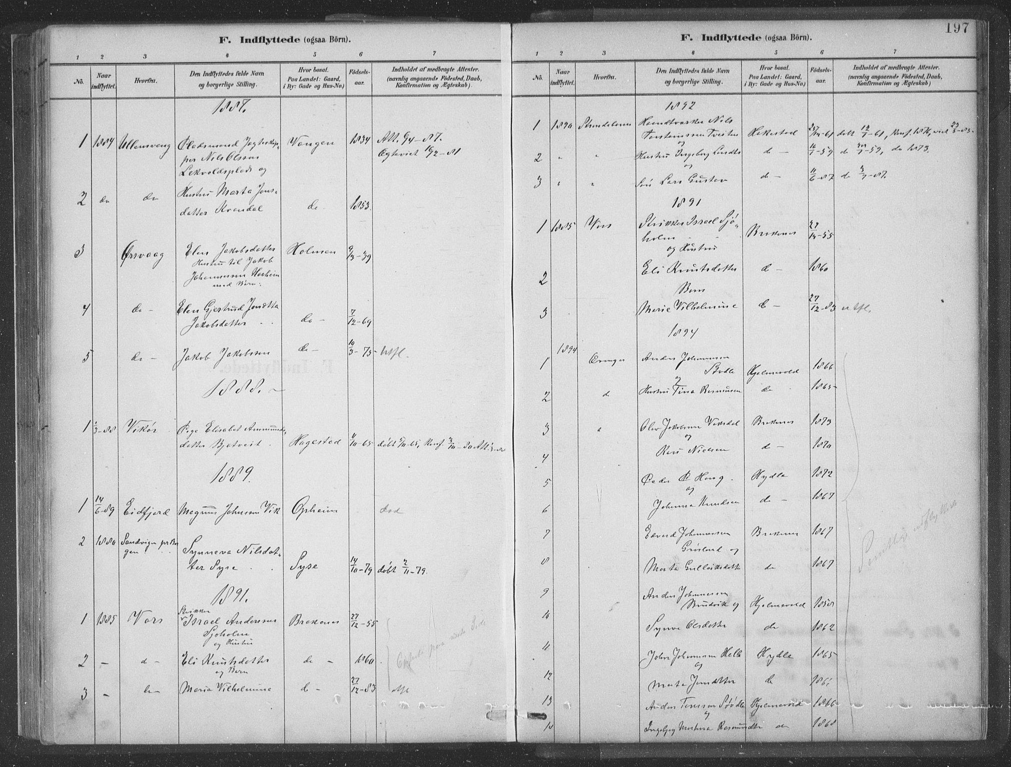 Ulvik sokneprestembete, SAB/A-78801/H/Hab: Parish register (copy) no. A 3, 1883-1908, p. 197