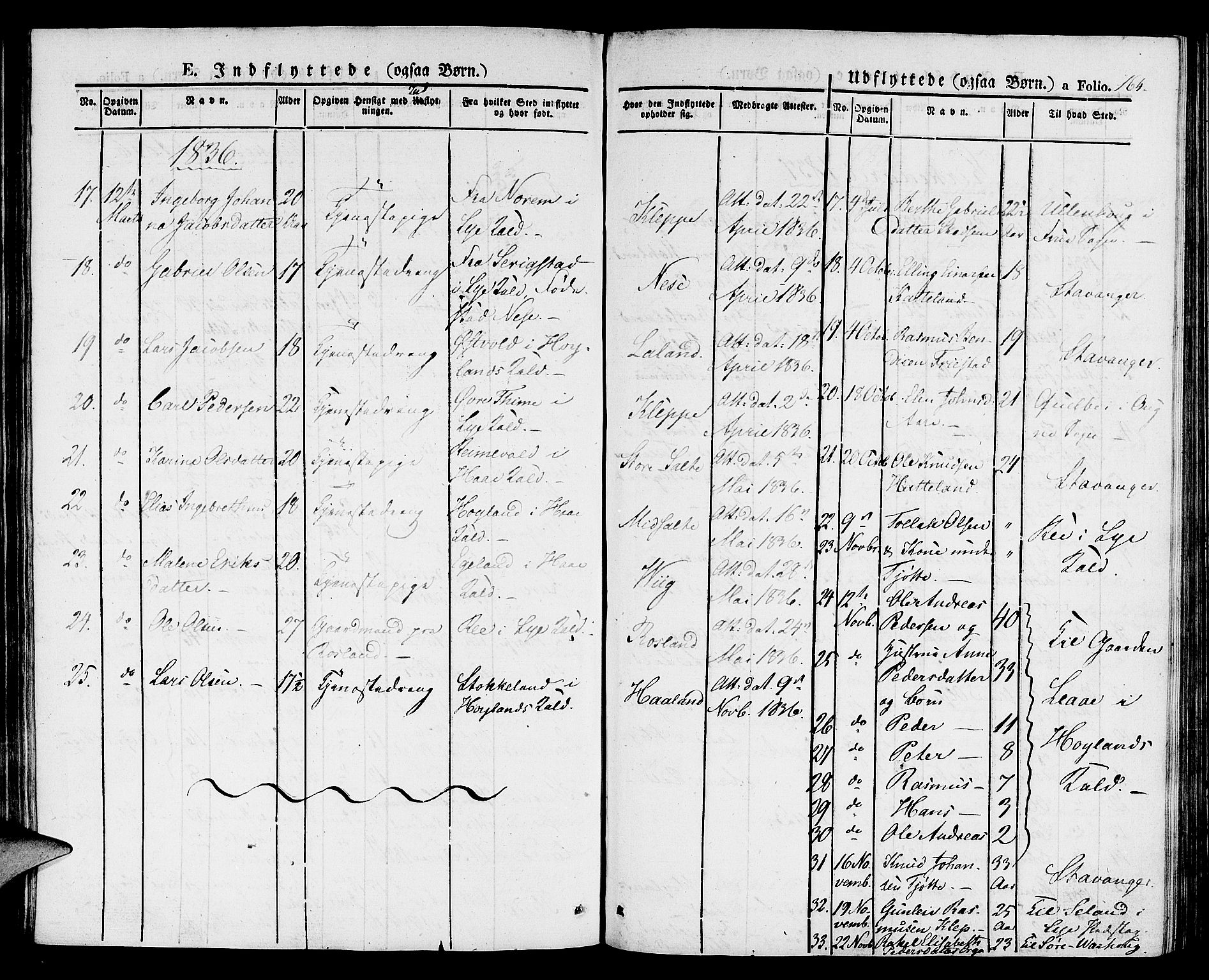 Klepp sokneprestkontor, SAST/A-101803/001/3/30BA/L0003: Parish register (official) no. A 3, 1833-1842, p. 164