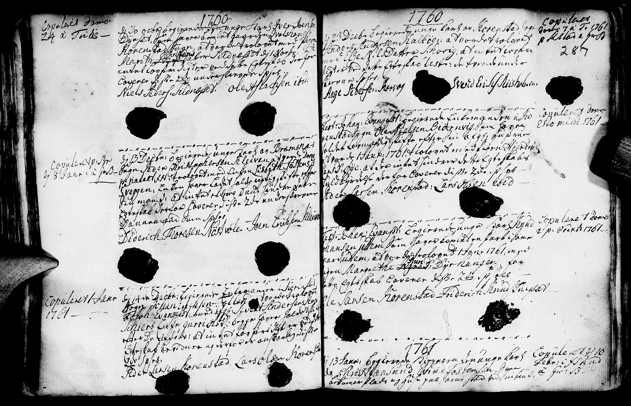 Ministerialprotokoller, klokkerbøker og fødselsregistre - Møre og Romsdal, SAT/A-1454/568/L0793: Parish register (official) no. 568A02, 1749-1768, p. 286-287