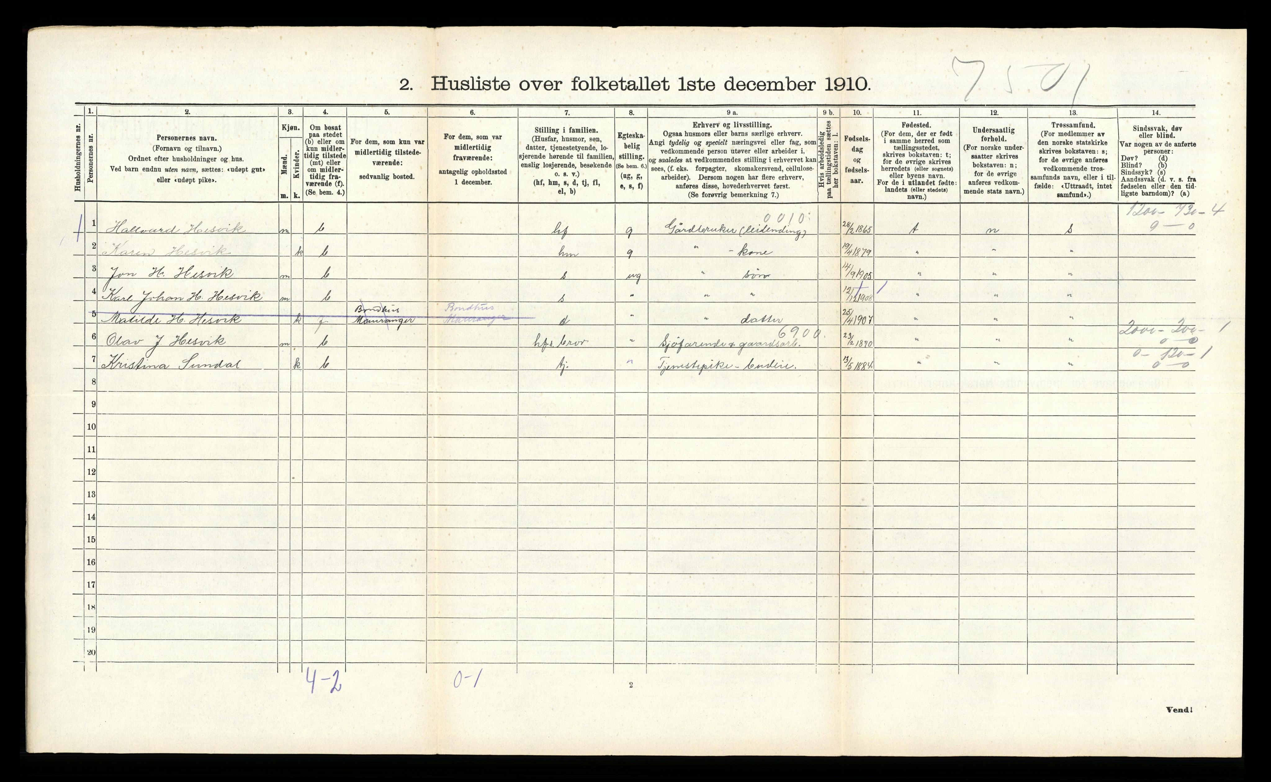 RA, 1910 census for Kvinnherad, 1910, p. 494