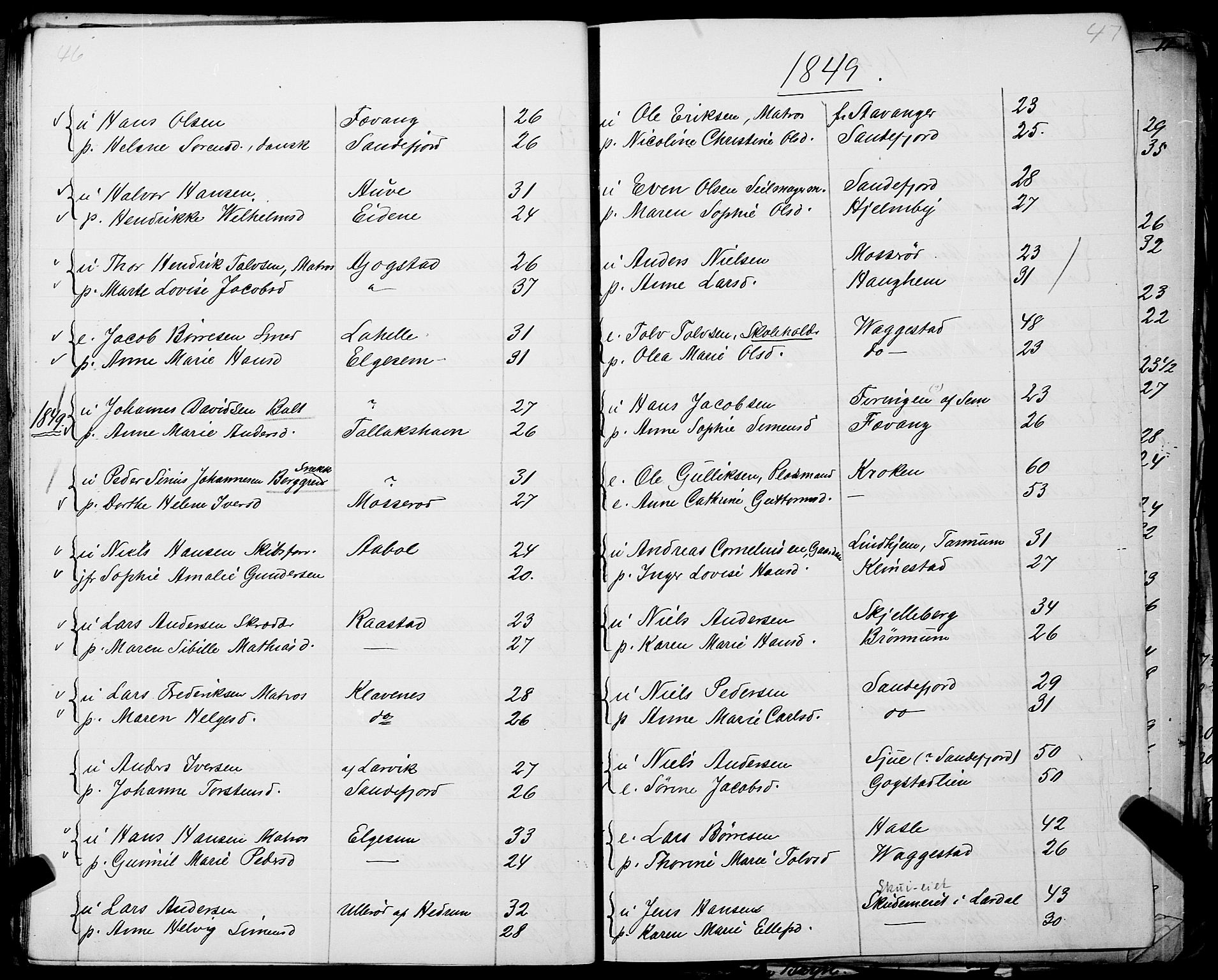 Sandar sokneprestkontor, SAKO/A-242/Y/Ya/L0006: Other parish register no. 1 /1, 1709-1871, p. 46-47