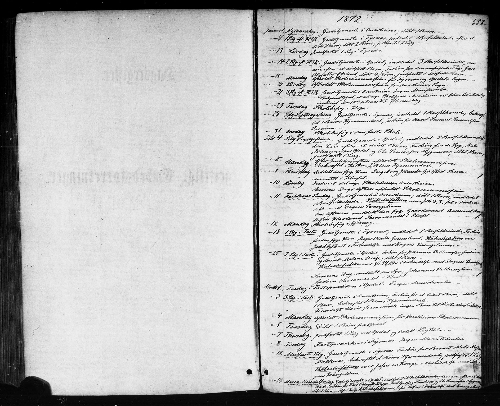 Tysnes sokneprestembete, SAB/A-78601/H/Haa: Parish register (official) no. A 12, 1872-1886, p. 558