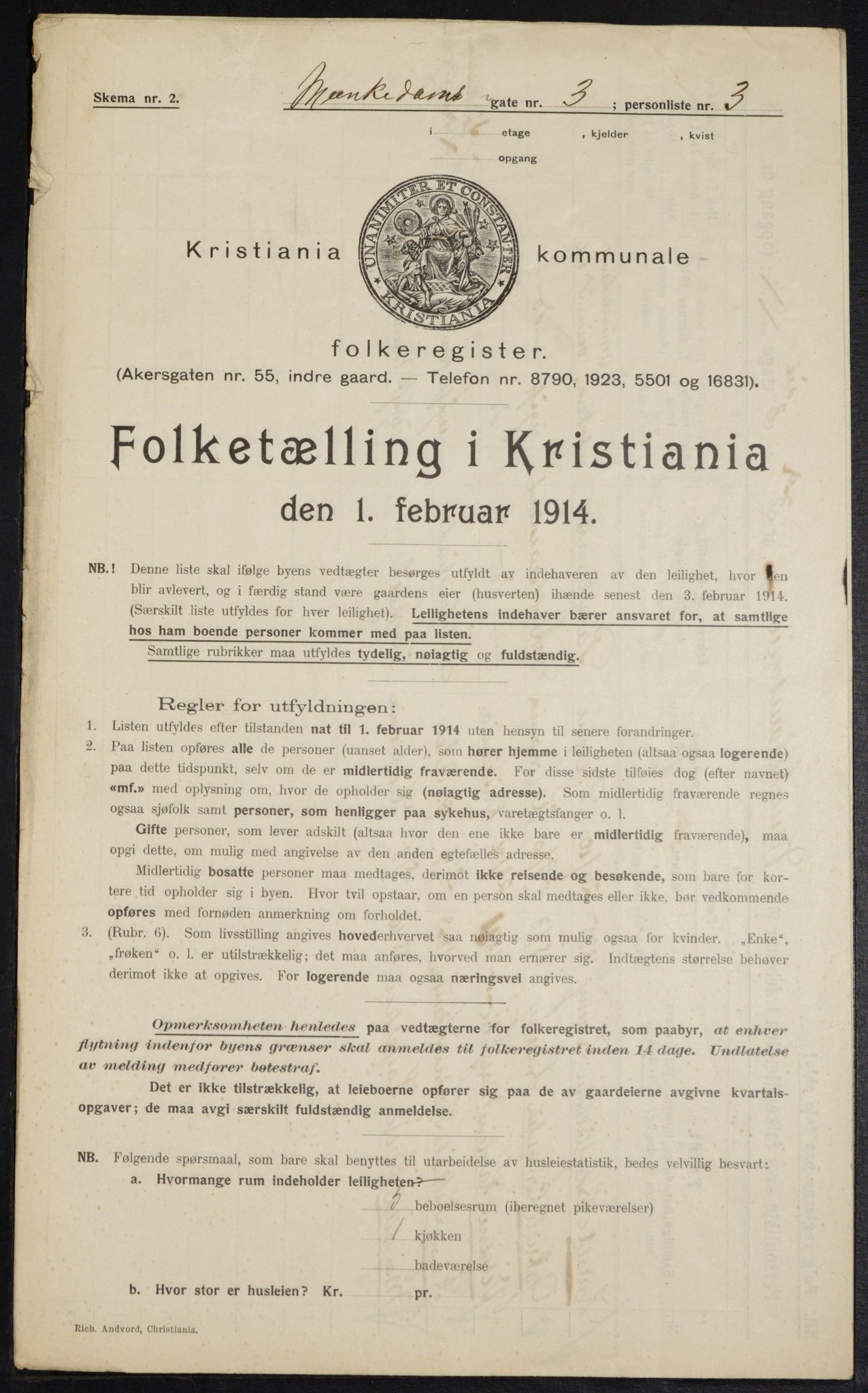 OBA, Municipal Census 1914 for Kristiania, 1914, p. 66697