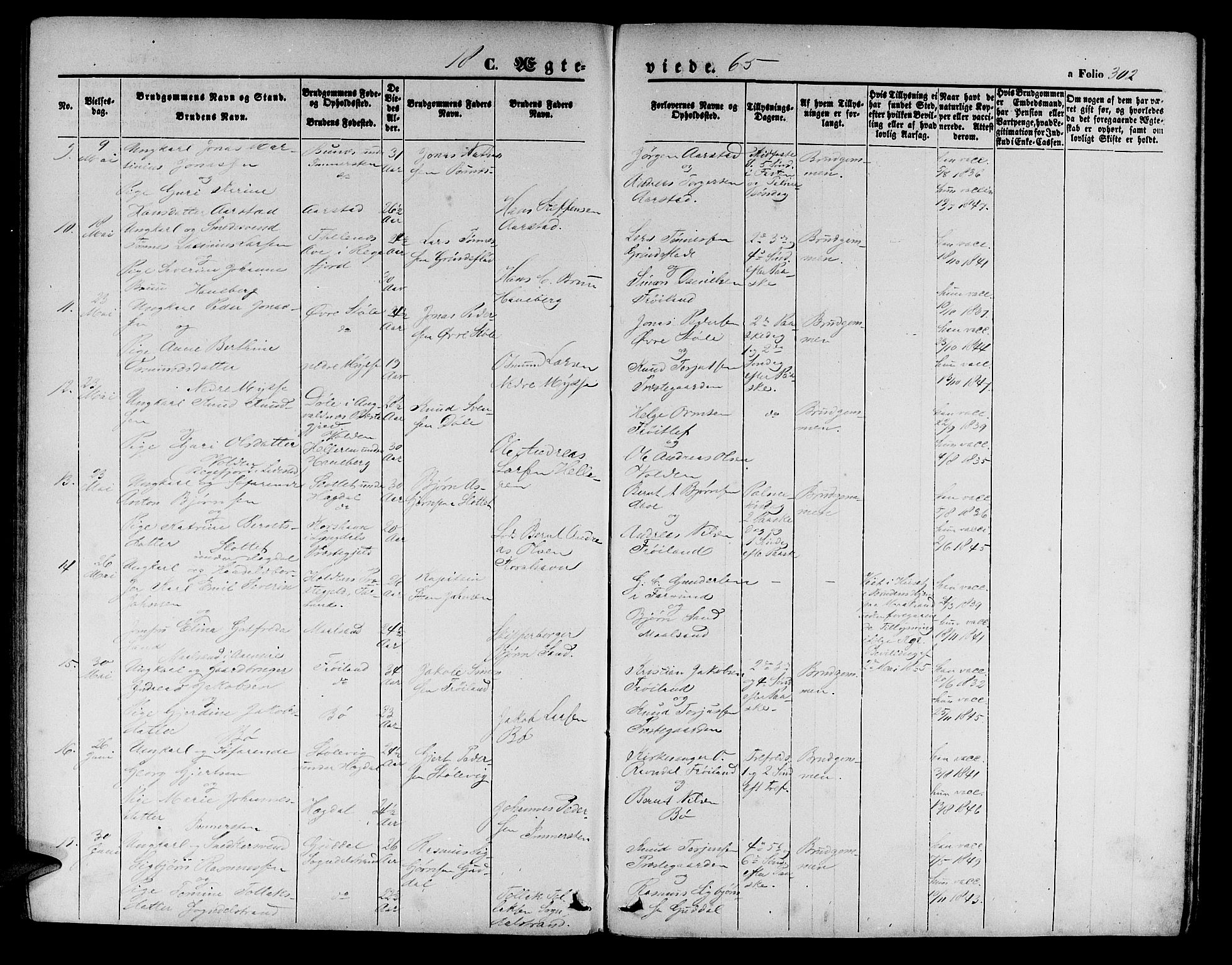 Sokndal sokneprestkontor, SAST/A-101808: Parish register (copy) no. B 3, 1865-1879, p. 302