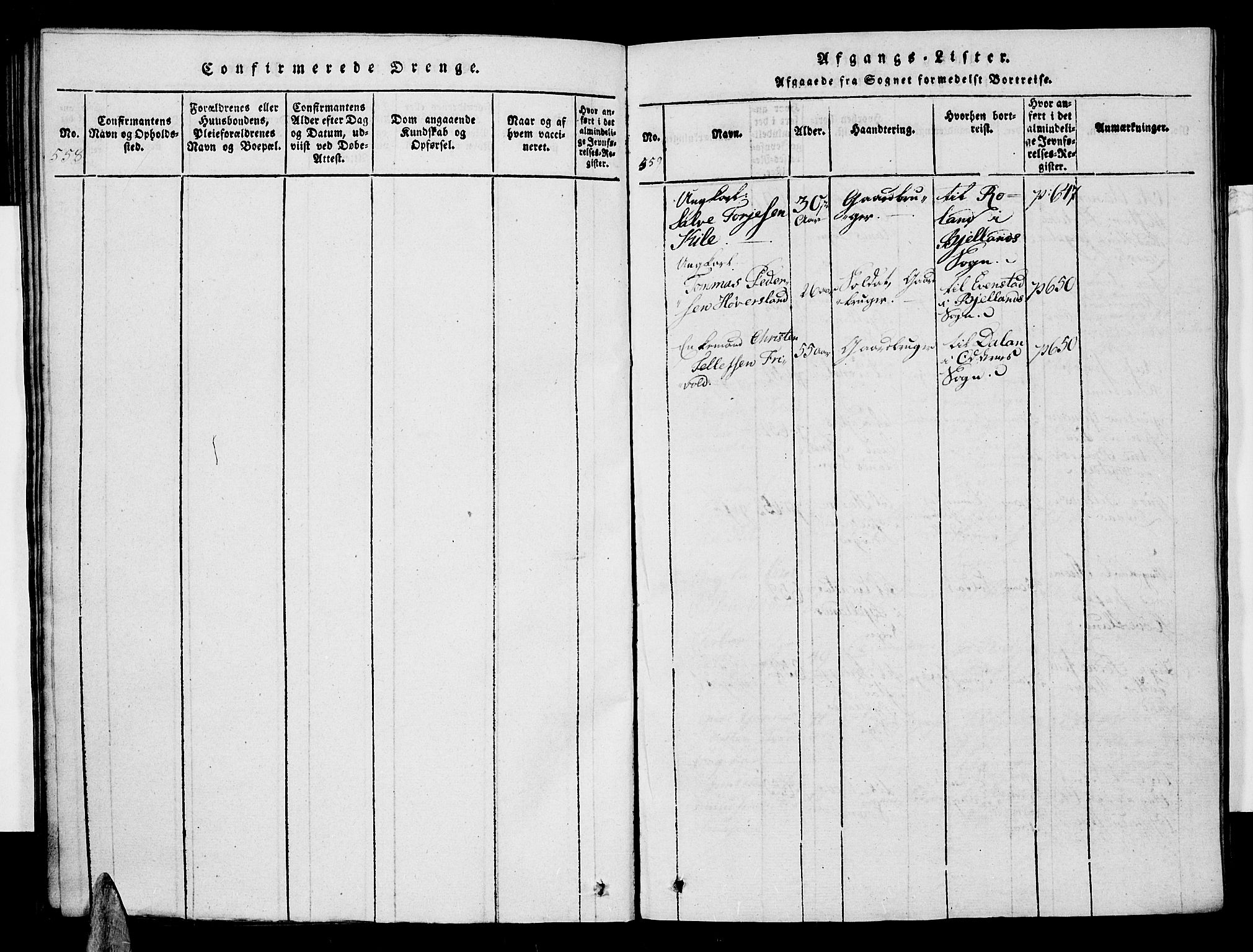 Vennesla sokneprestkontor, SAK/1111-0045/Fa/Faa/L0003: Parish register (official) no. A 3, 1820-1834, p. 558-559