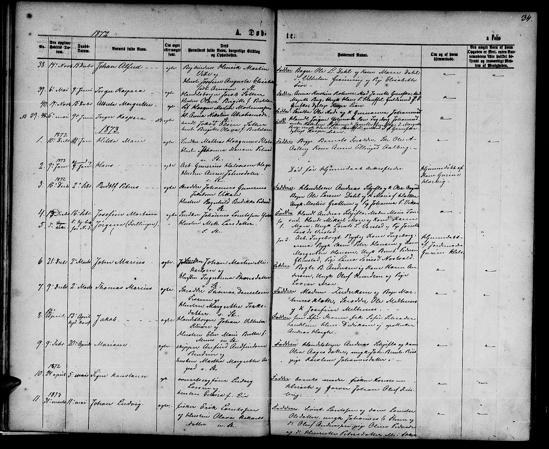 Ministerialprotokoller, klokkerbøker og fødselsregistre - Nord-Trøndelag, SAT/A-1458/739/L0373: Parish register (copy) no. 739C01, 1865-1882, p. 34