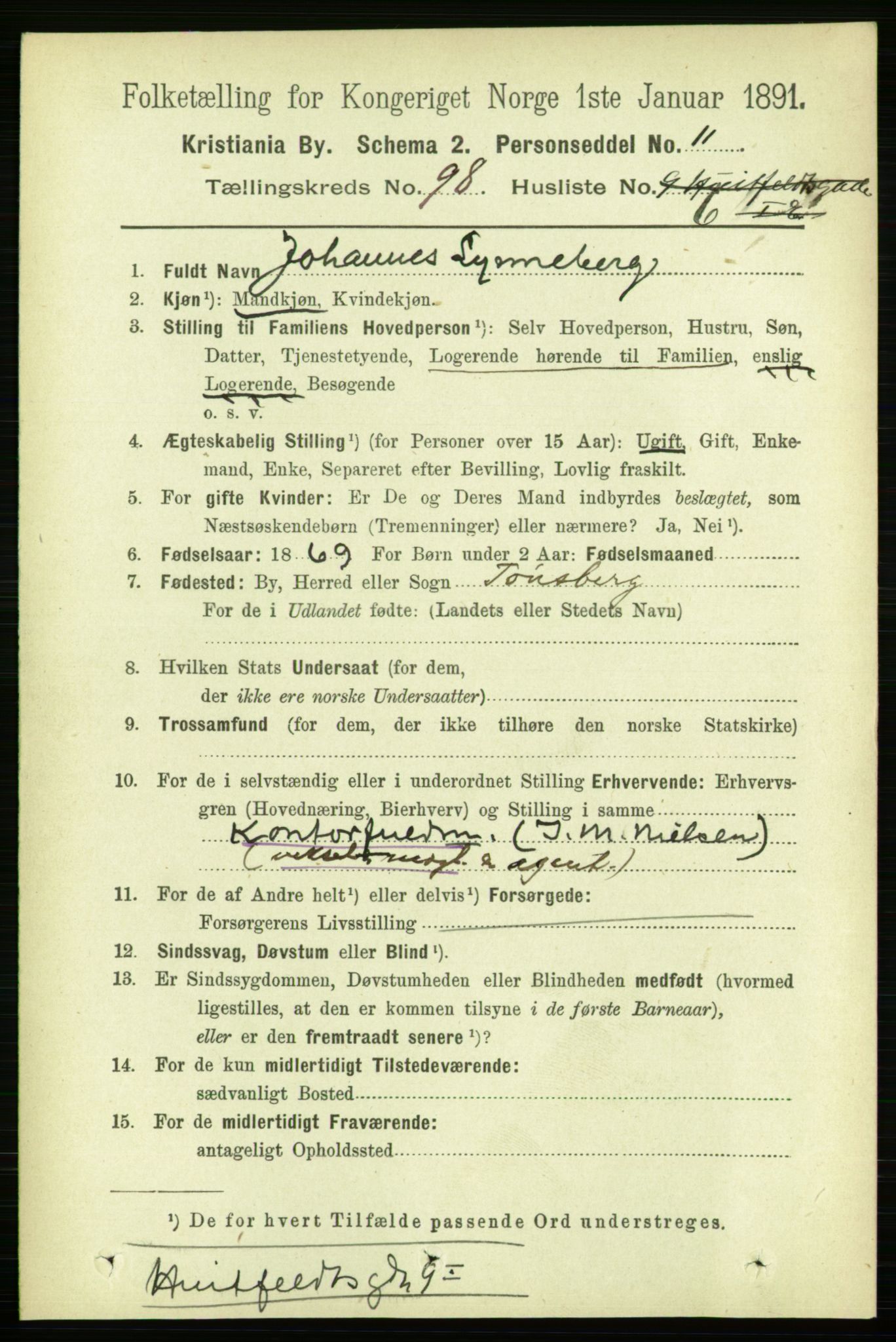 RA, 1891 census for 0301 Kristiania, 1891, p. 47845