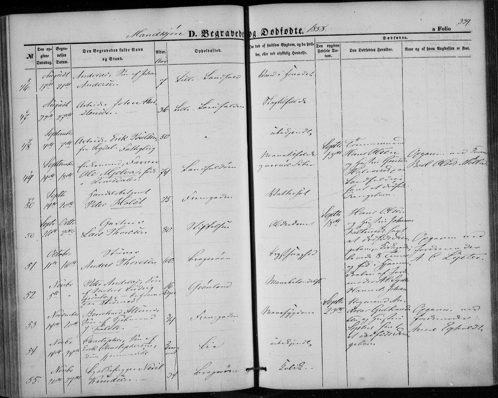 Bragernes kirkebøker, SAKO/A-6/F/Fb/L0002: Parish register (official) no. II 2, 1848-1859, p. 339
