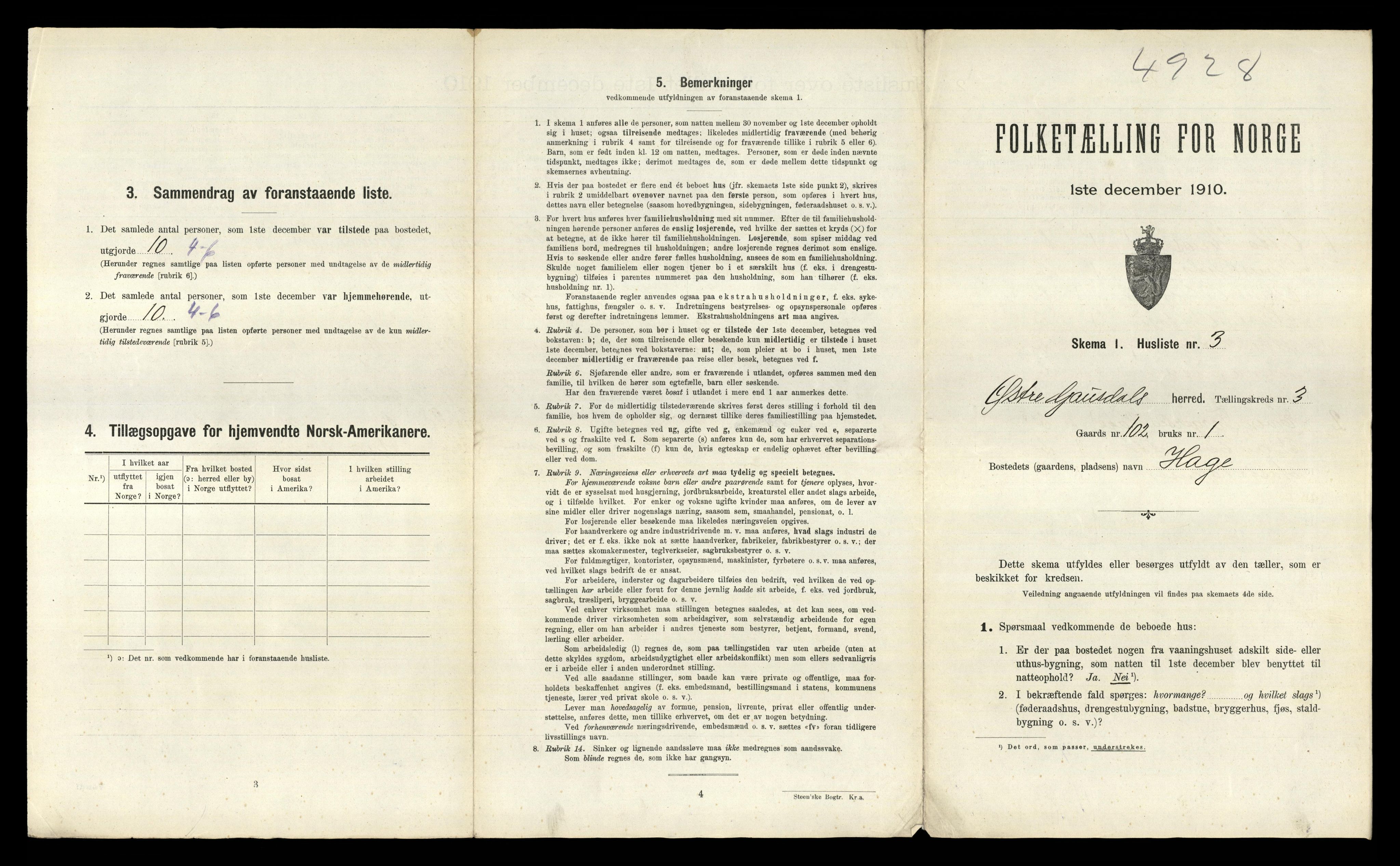 RA, 1910 census for Østre Gausdal, 1910, p. 480