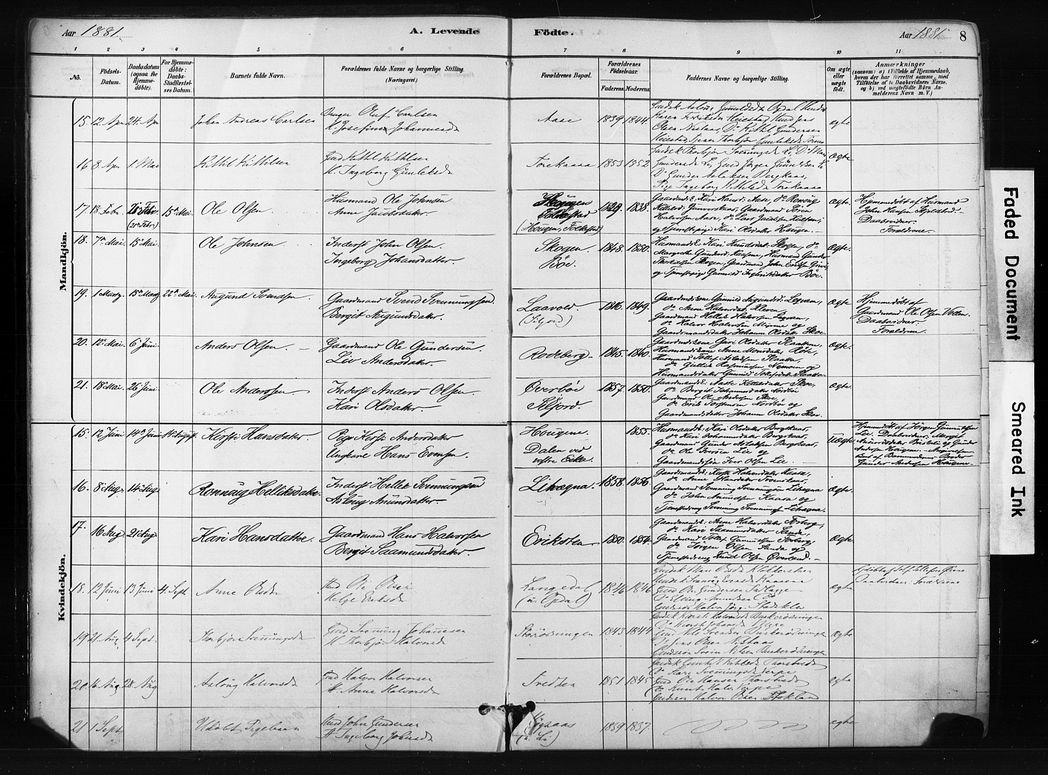 Bø kirkebøker, AV/SAKO-A-257/F/Fa/L0010: Parish register (official) no. 10, 1880-1892, p. 8