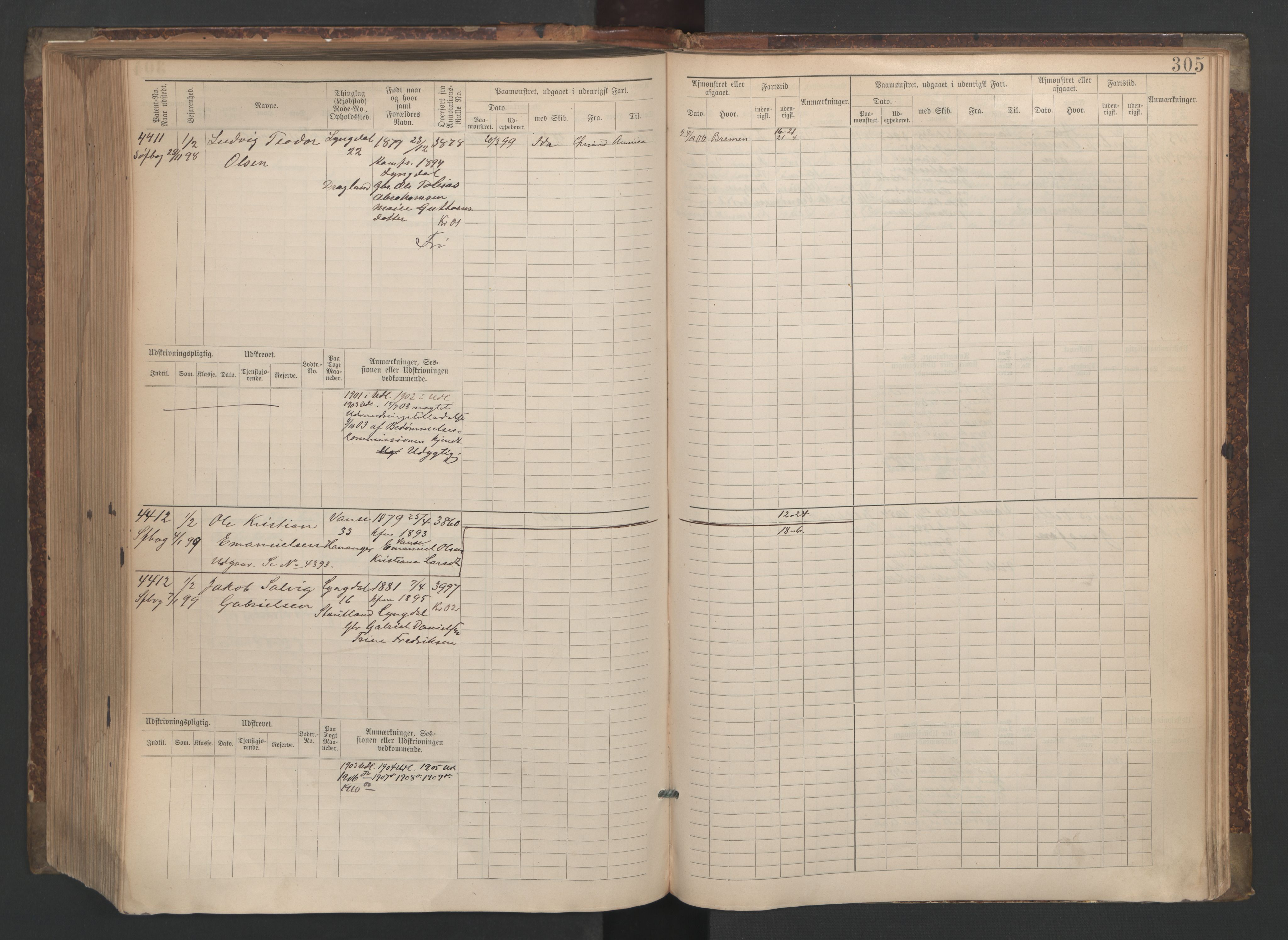 Farsund mønstringskrets, AV/SAK-2031-0017/F/Fb/L0006: Hovedrulle nr 3805-4478, M-9, 1890-1930, p. 306