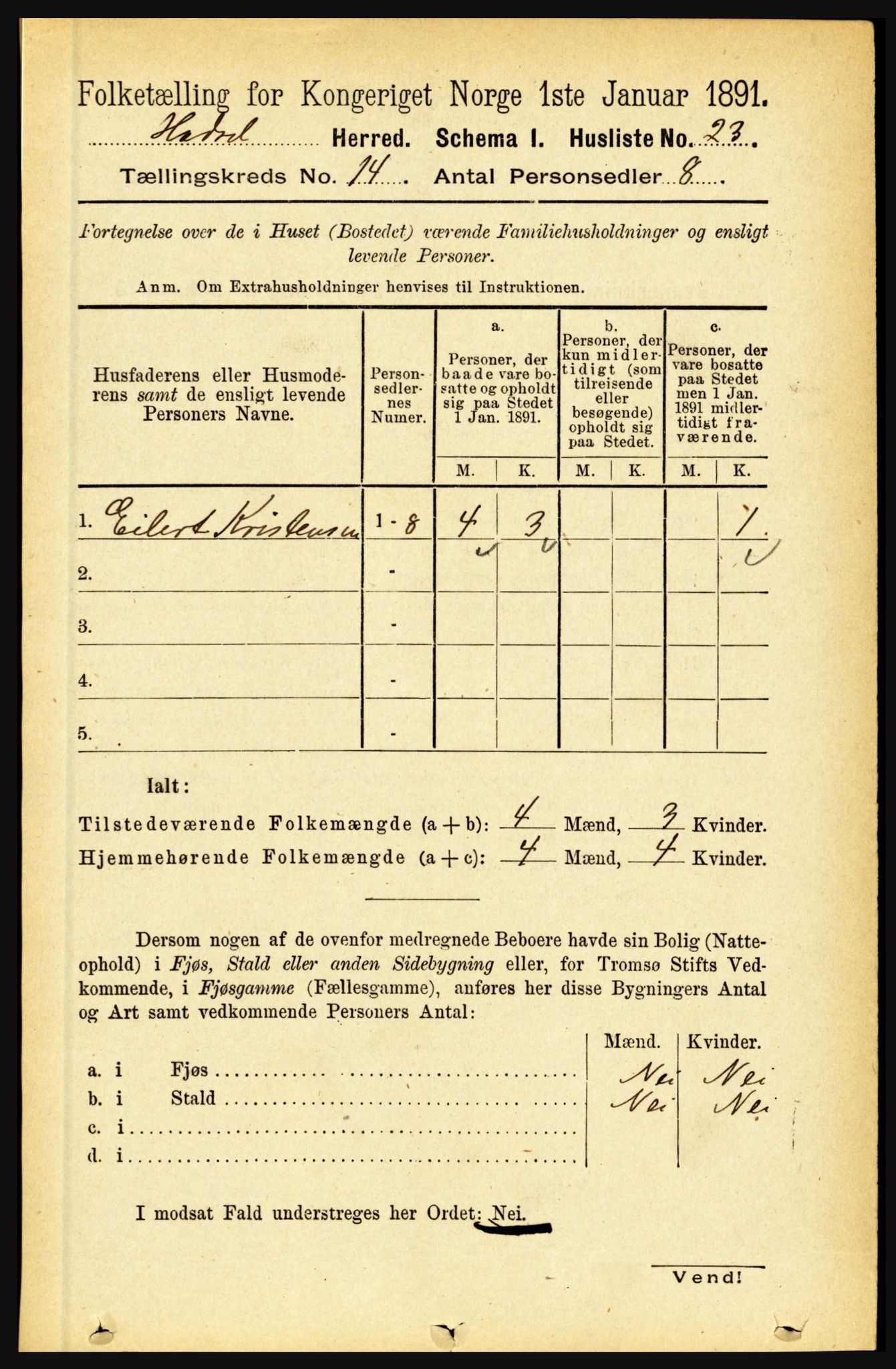 RA, 1891 census for 1866 Hadsel, 1891, p. 6276