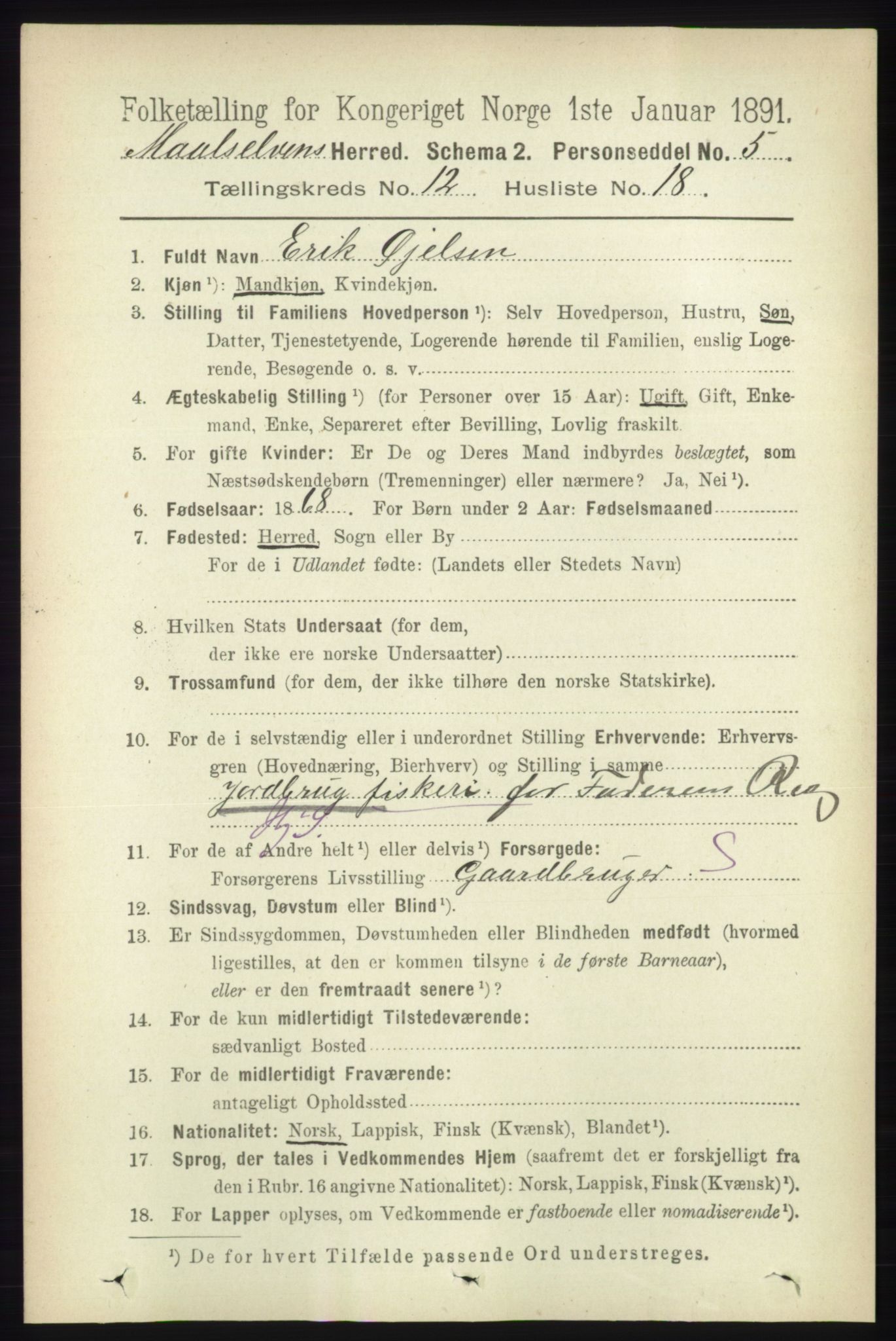 RA, 1891 census for 1924 Målselv, 1891, p. 3914