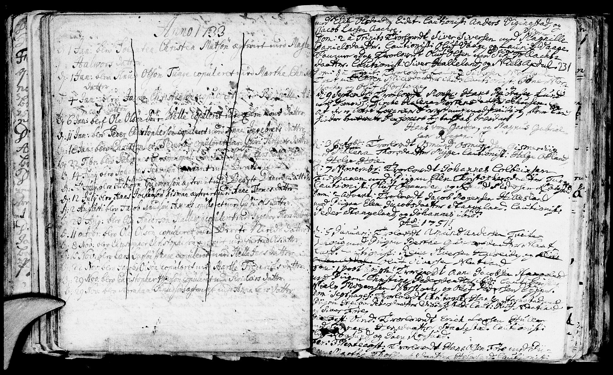 Avaldsnes sokneprestkontor, SAST/A -101851/H/Ha/Haa/L0001: Parish register (official) no. A 1, 1711-1764, p. 231