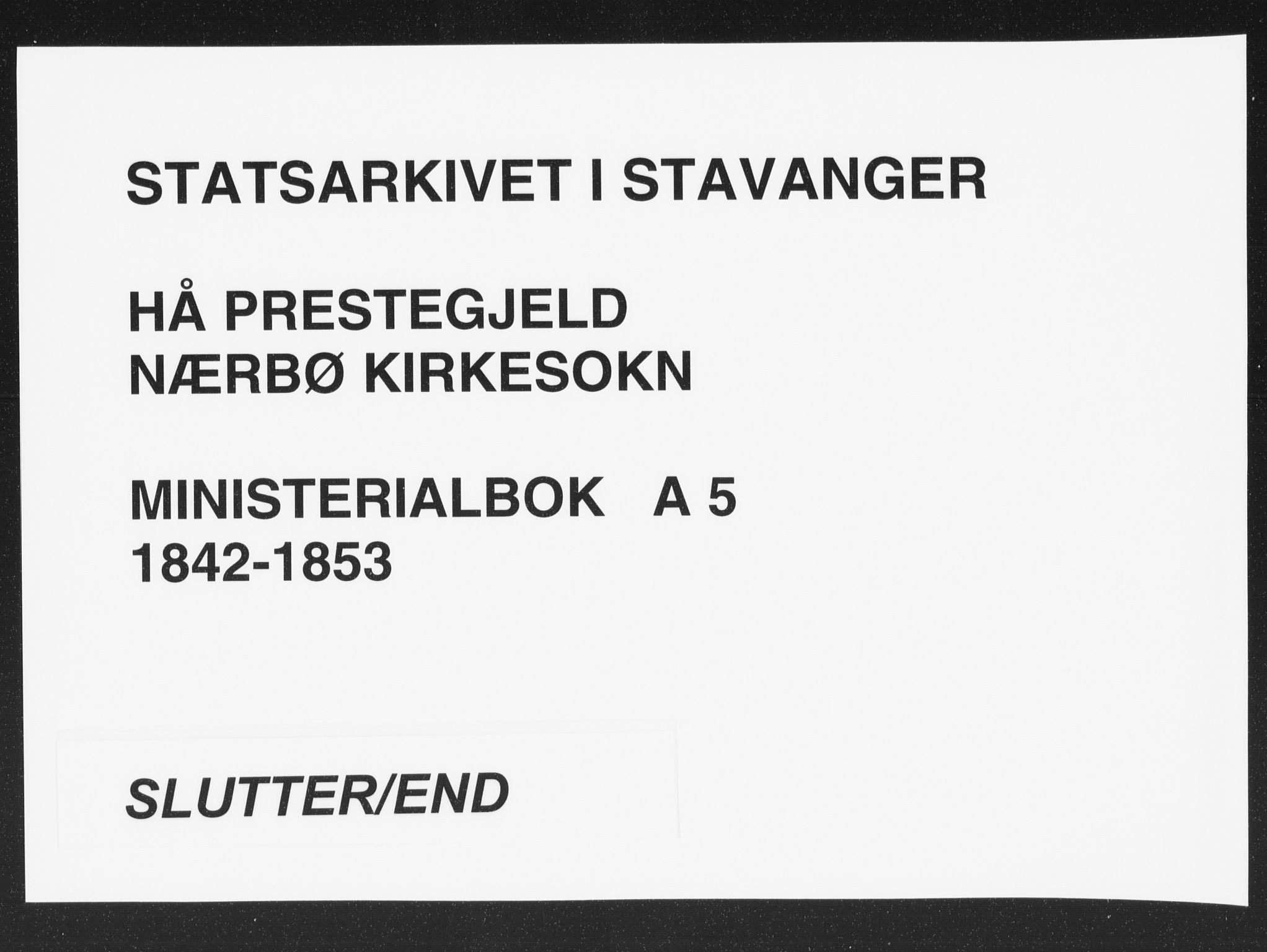 Hå sokneprestkontor, AV/SAST-A-101801/001/30BA/L0006: Parish register (official) no. A 5, 1842-1853