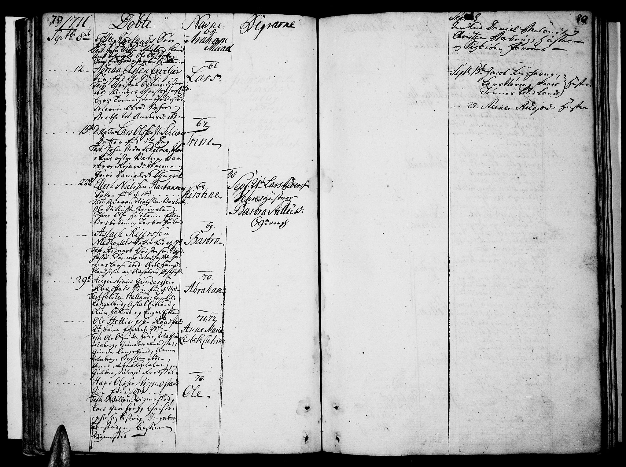 Lista sokneprestkontor, AV/SAK-1111-0027/F/Fa/L0004: Parish register (official) no. A 4, 1768-1794, p. 79-80