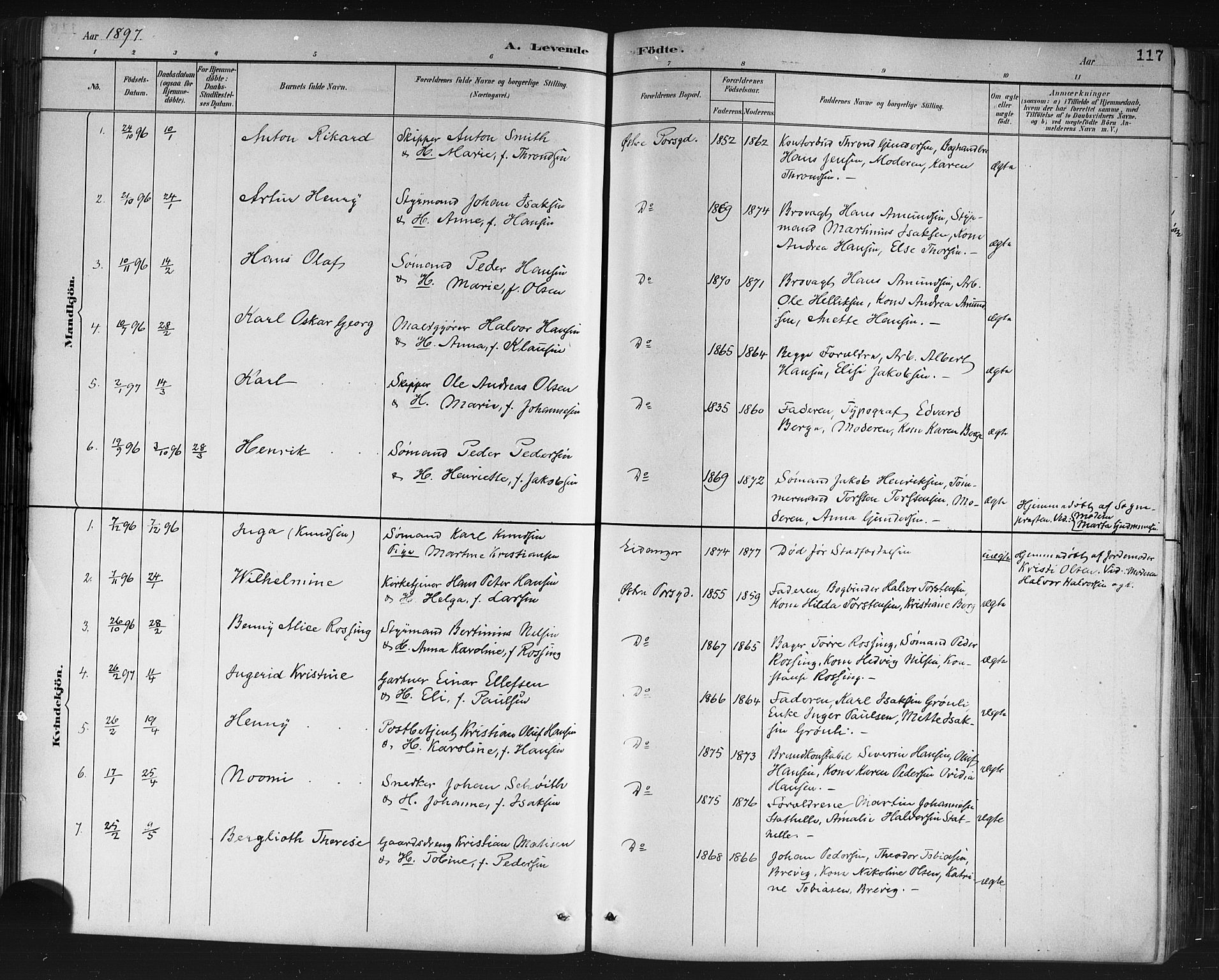 Porsgrunn kirkebøker , SAKO/A-104/G/Gb/L0005: Parish register (copy) no. II 5, 1883-1915, p. 117