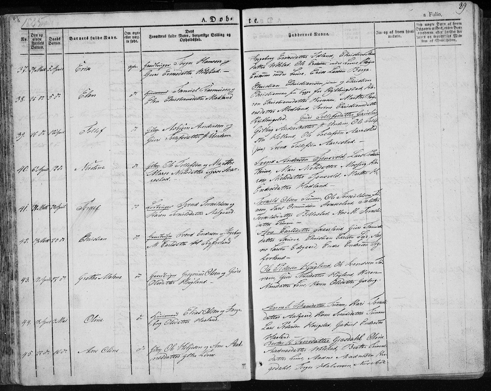 Lye sokneprestkontor, AV/SAST-A-101794/001/30BA/L0004: Parish register (official) no. A 4, 1826-1841, p. 89