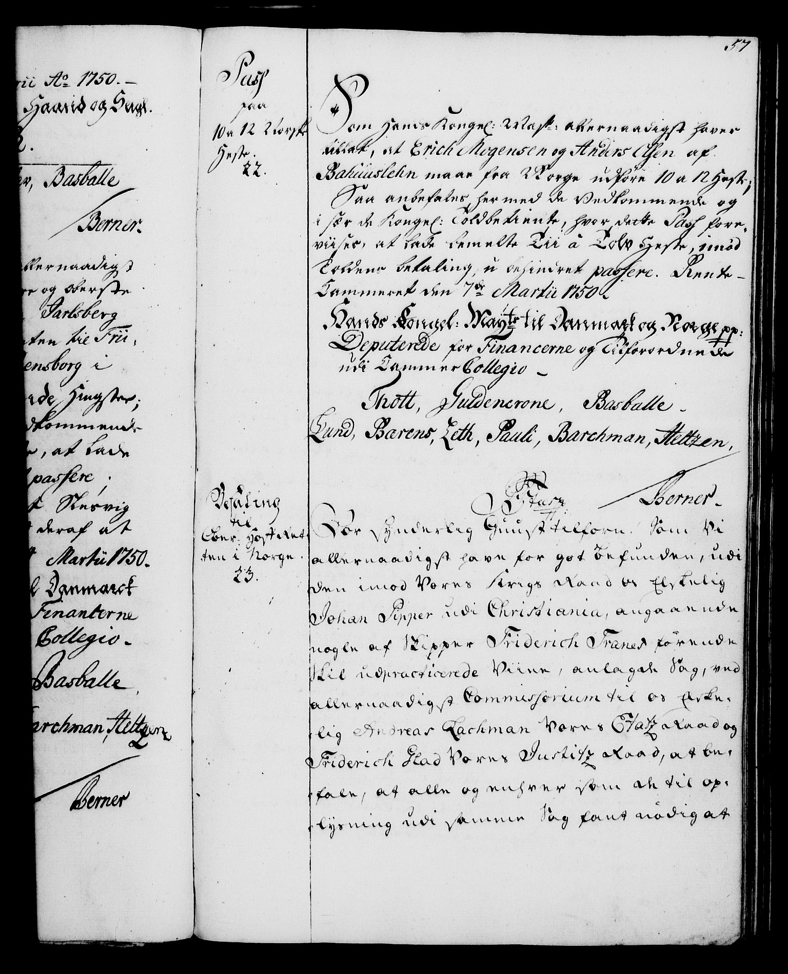 Rentekammeret, Kammerkanselliet, AV/RA-EA-3111/G/Gg/Gga/L0006: Norsk ekspedisjonsprotokoll med register (merket RK 53.6), 1749-1759, p. 57