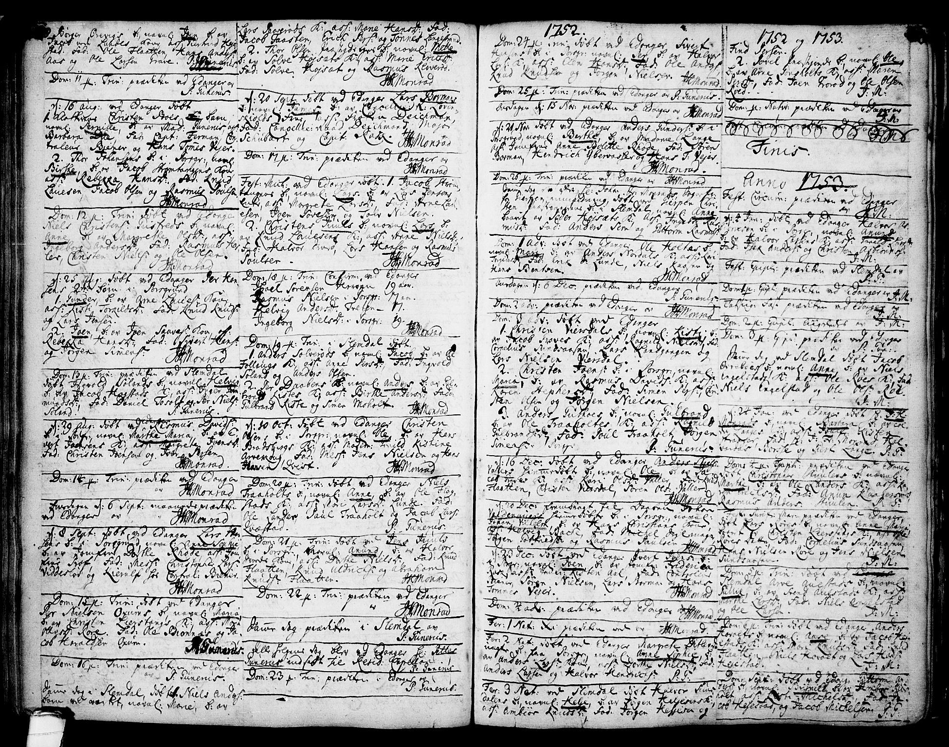 Eidanger kirkebøker, SAKO/A-261/F/Fa/L0004: Parish register (official) no. 4, 1733-1759, p. 158-159
