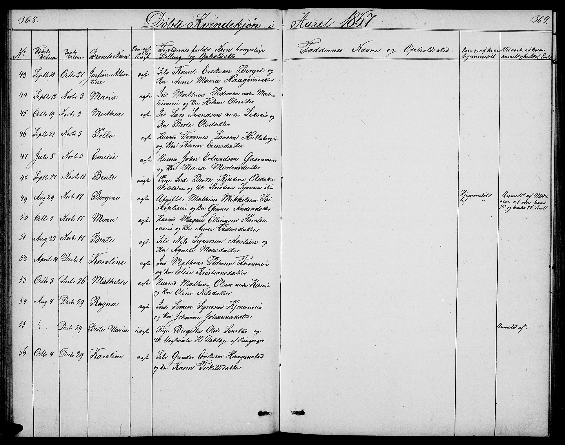 Nes prestekontor, Hedmark, AV/SAH-PREST-020/L/La/L0005: Parish register (copy) no. 5, 1852-1889, p. 368-369