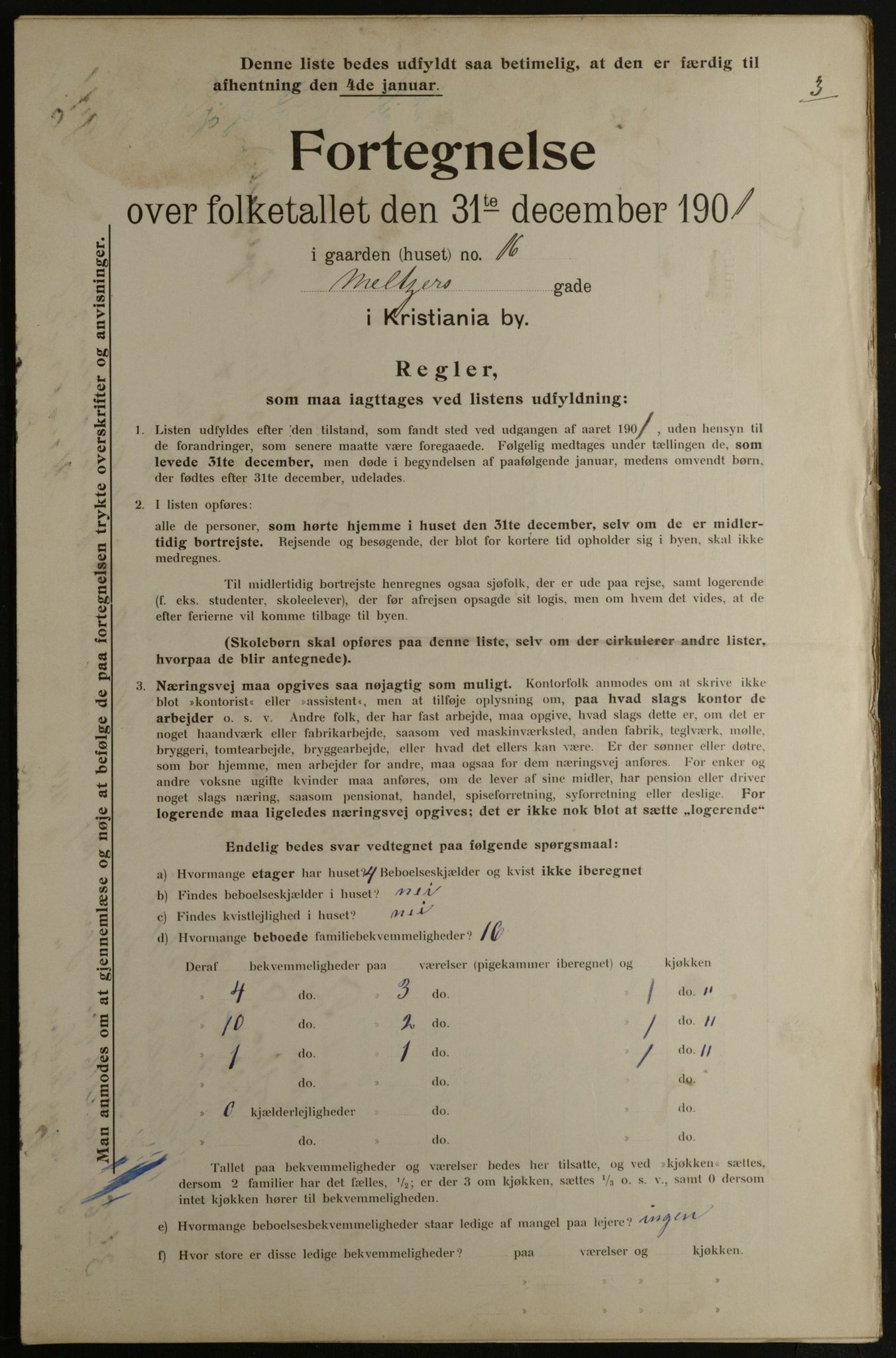 OBA, Municipal Census 1901 for Kristiania, 1901, p. 10046