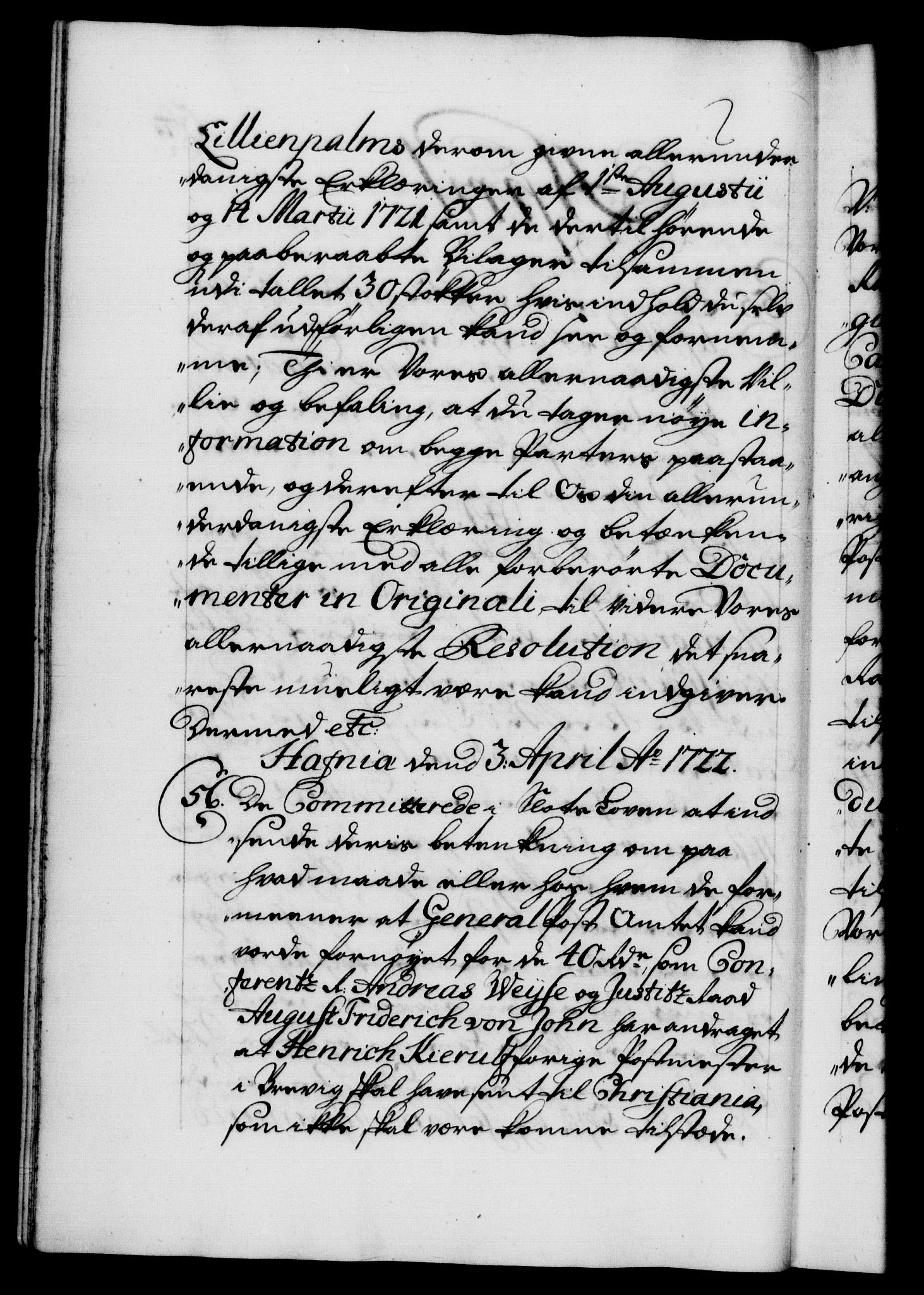 Danske Kanselli 1572-1799, AV/RA-EA-3023/F/Fc/Fca/Fcab/L0022: Norske tegnelser, 1722-1724, p. 54b